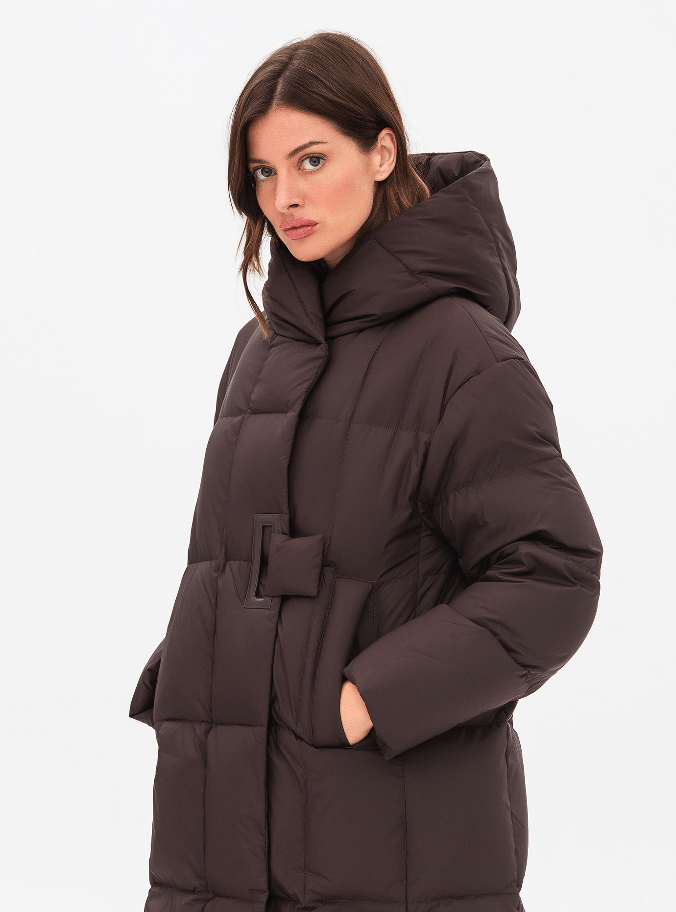 Длинный женский пуховик Snow Owl 24S253 Тёмный бежевый M (24S253-04): фото - Alster.ua