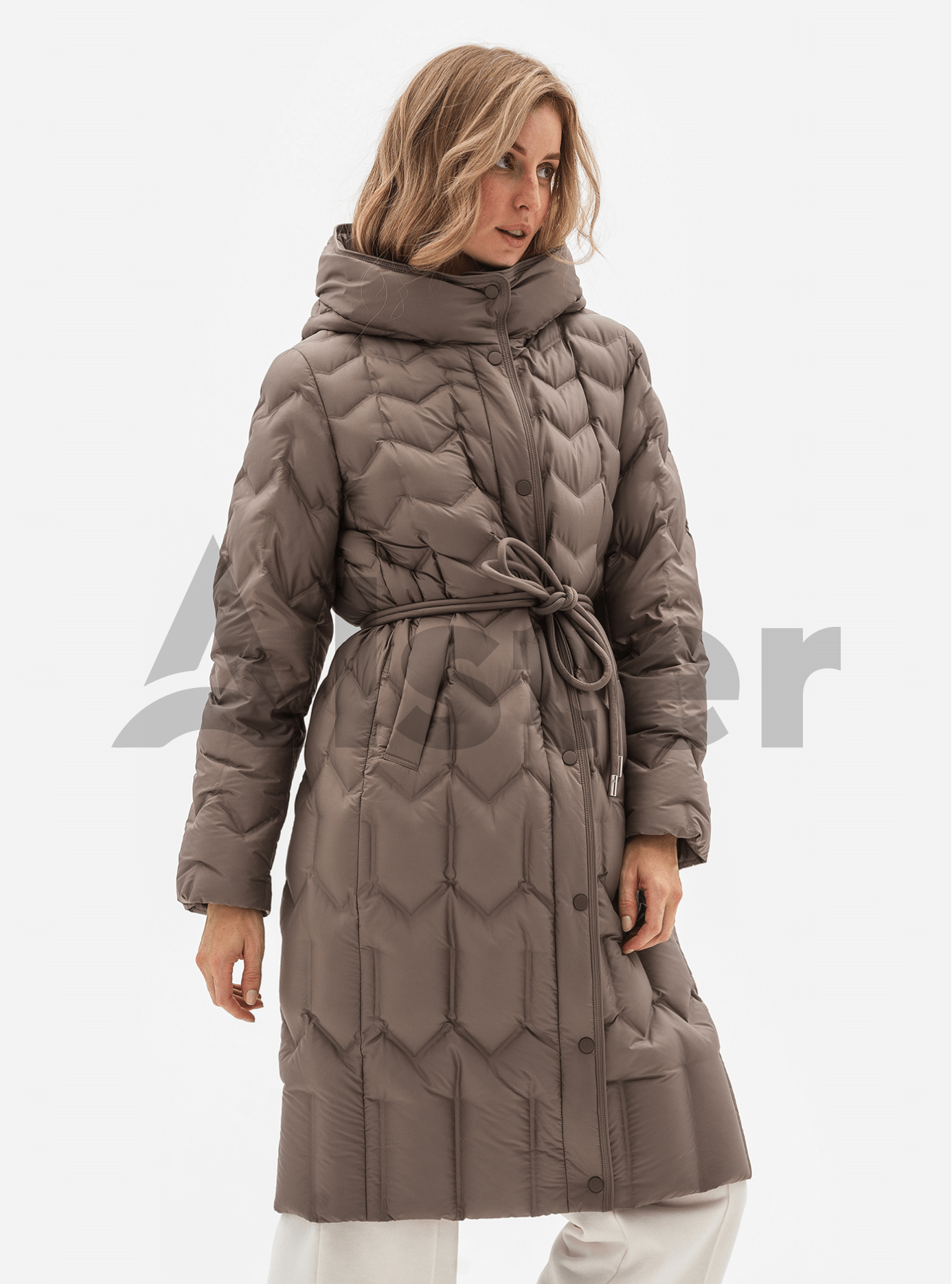 Длинный женский пуховик Snow Owl 24S273 big size Шоколадный 4XL (24S273-09): фото - Alster.ua