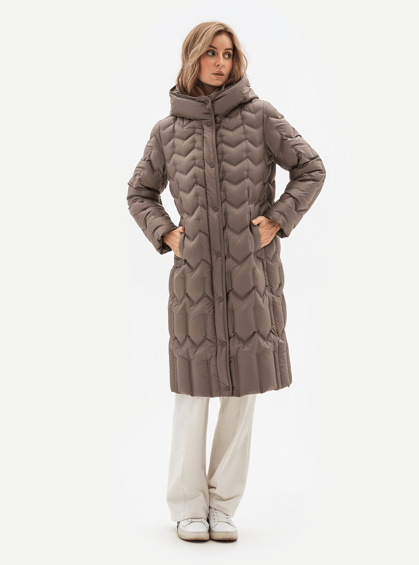 Длинный женский пуховик Snow Owl 24S273 big size Шоколадный 4XL (24S273-09): фото - Alster.ua
