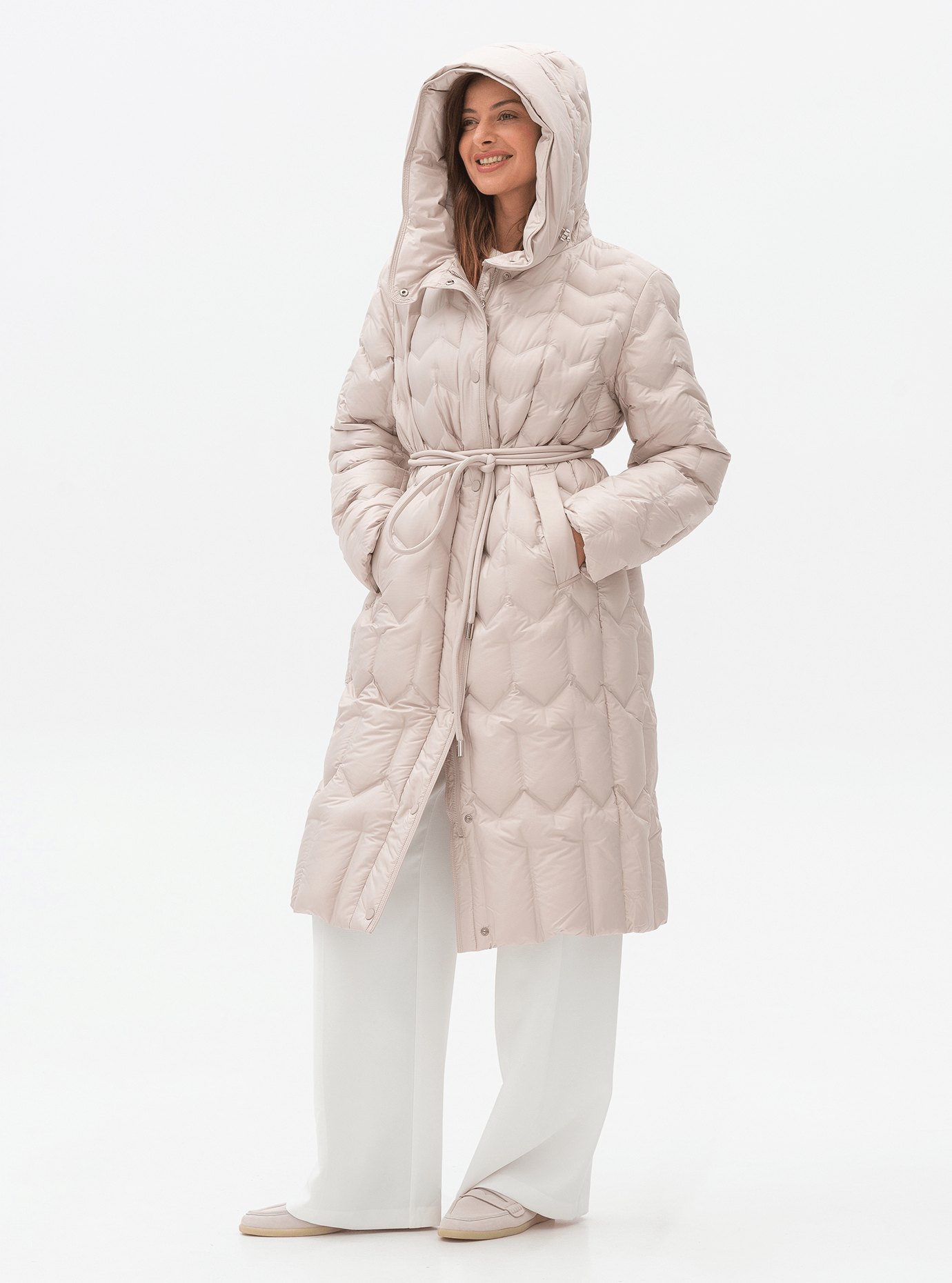 Длинный женский пуховик Snow Owl 24S273 big size Молоко 5XL (24S273-05): фото - Alster.ua