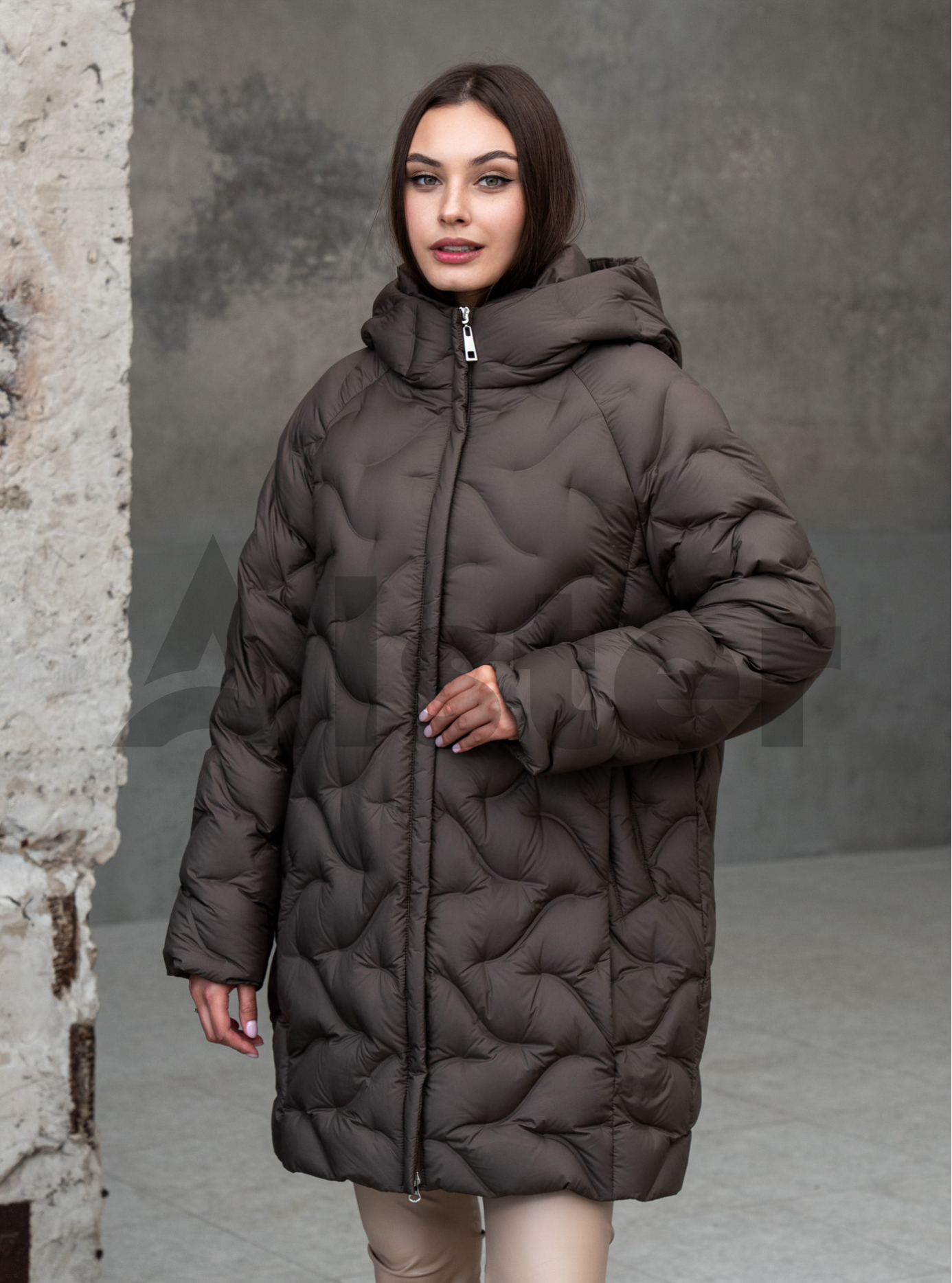 Женский пуховик Snow Owl 25A170 big size Коричневый L (25A170-06): фото - Alster.ua