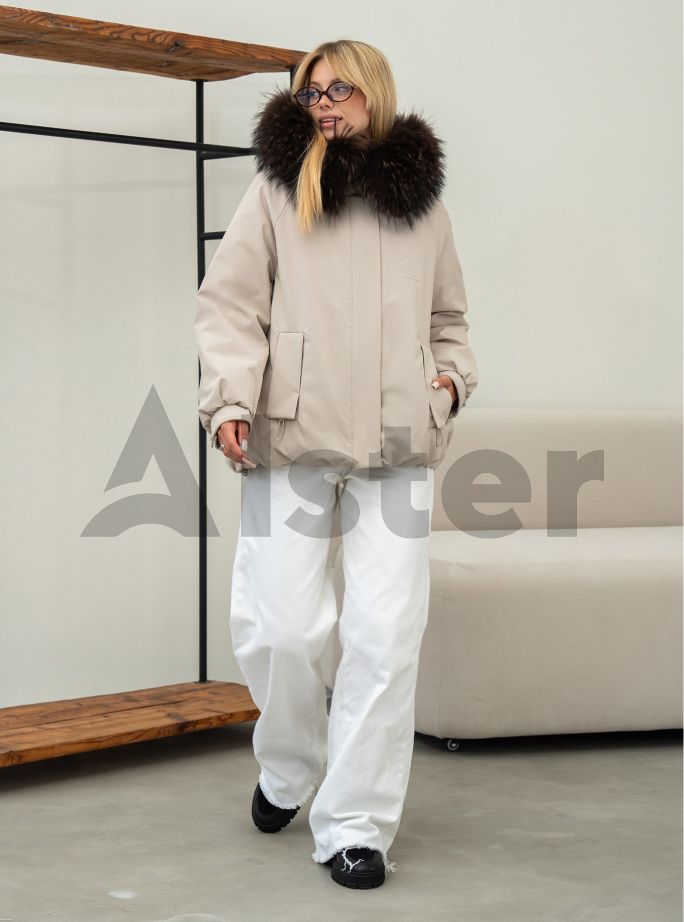 Жіноча зимова куртка з хутром Symonder 879 Молочний 3XL (26SYR879-05): фото - Alster.ua