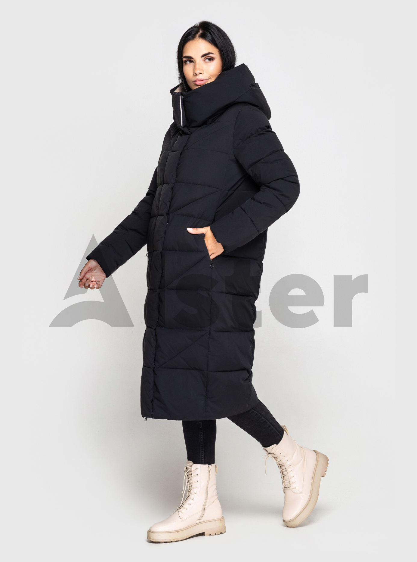 Длинный зимний пуховик Towmy 3903 Чёрный L (TWM3903-03): фото - Alster.ua