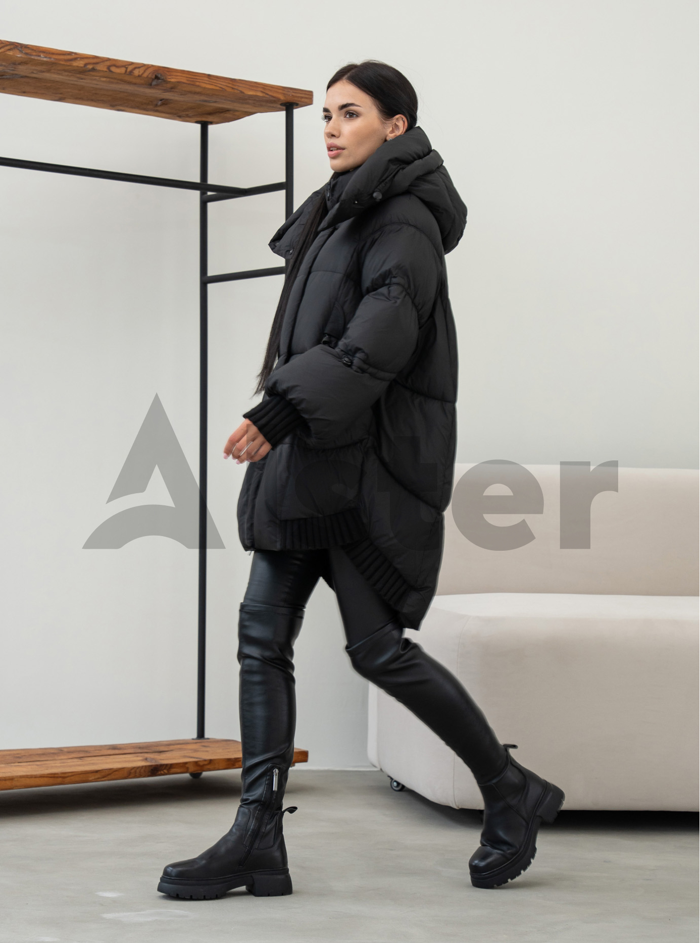Жіноча зимова куртка Towmy 0662 середньої довжини (oversize) Чорний S (26TM0662-06): фото - Alster.ua