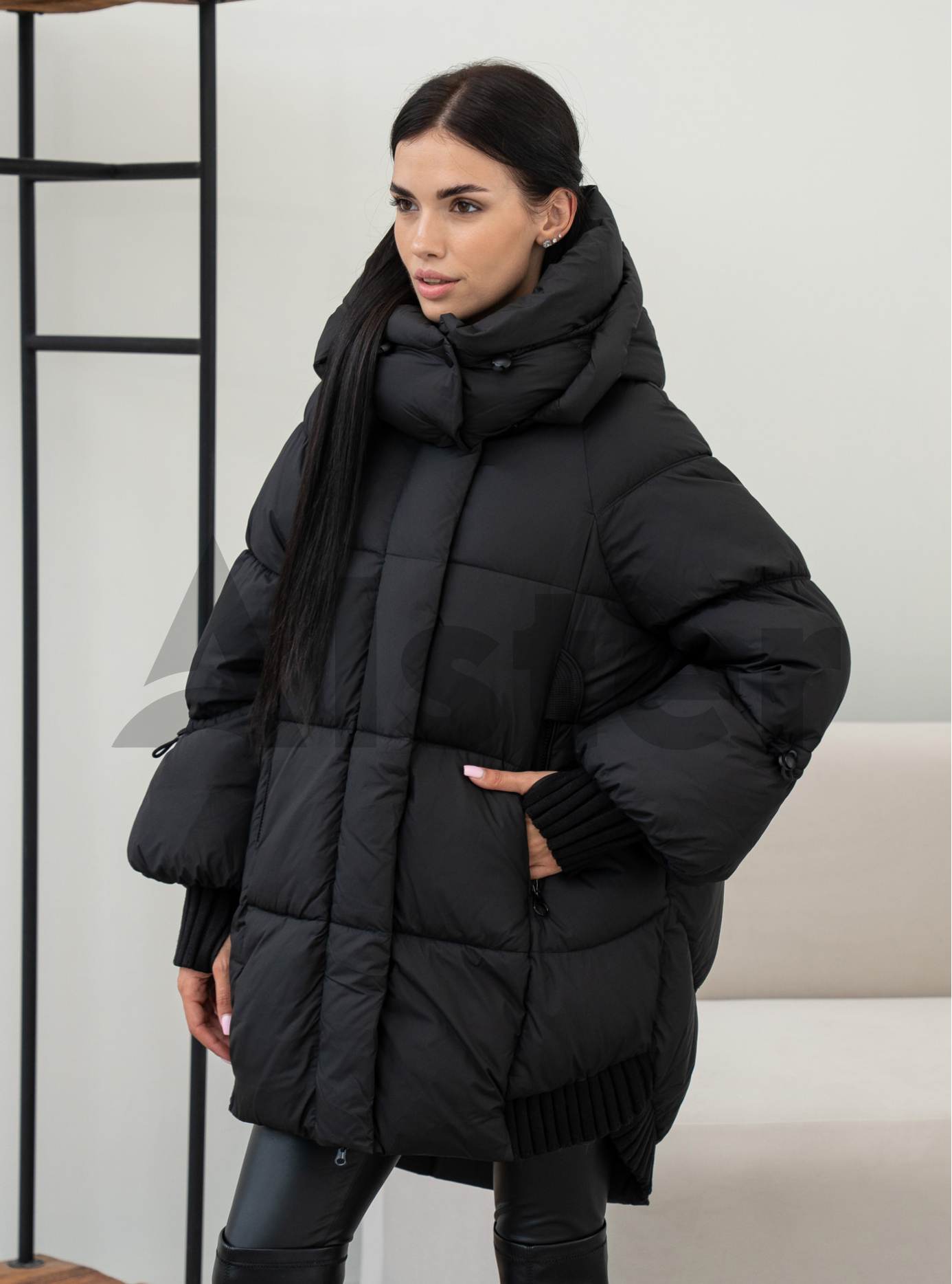 Жіноча зимова куртка Towmy 0662 середньої довжини (oversize) Чорний S (26TM0662-06): фото - Alster.ua
