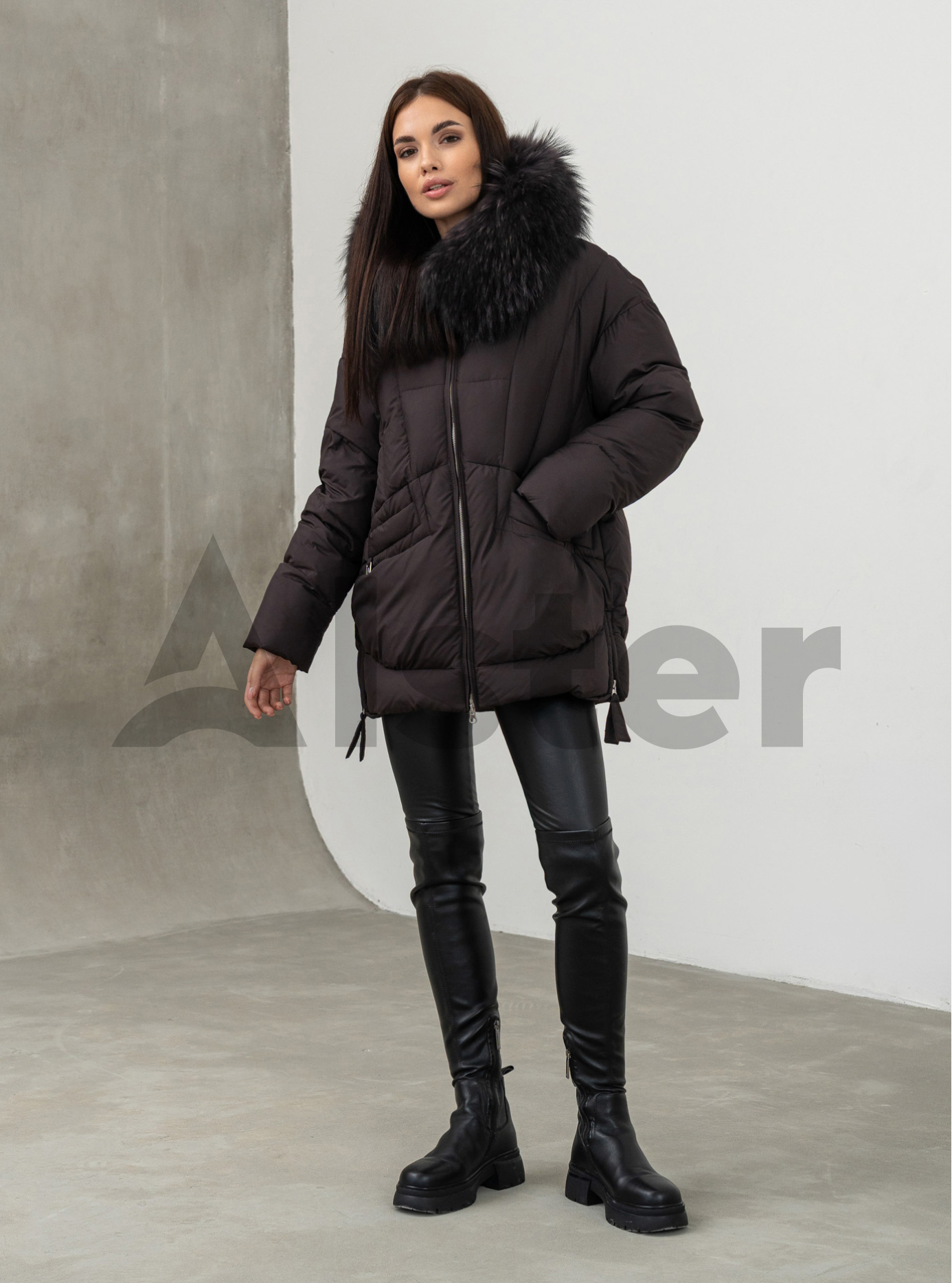 Женская зимняя куртка удлиненная Visdeer 5113 big size Ежевика 48 (25VS5113-15): фото - Alster.ua