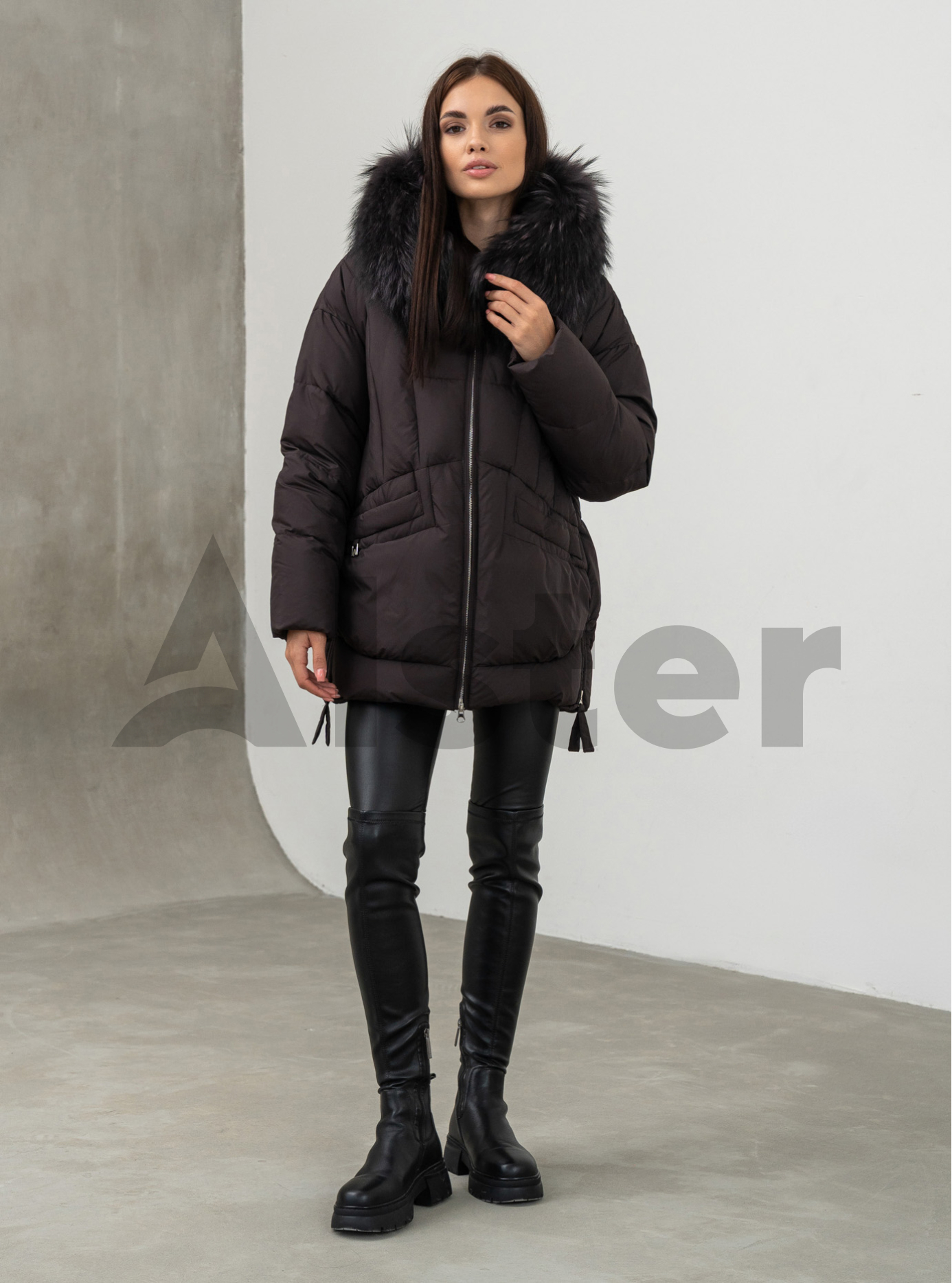 Женская зимняя куртка удлиненная Visdeer 5113 big size Ежевика 48 (25VS5113-15): фото - Alster.ua