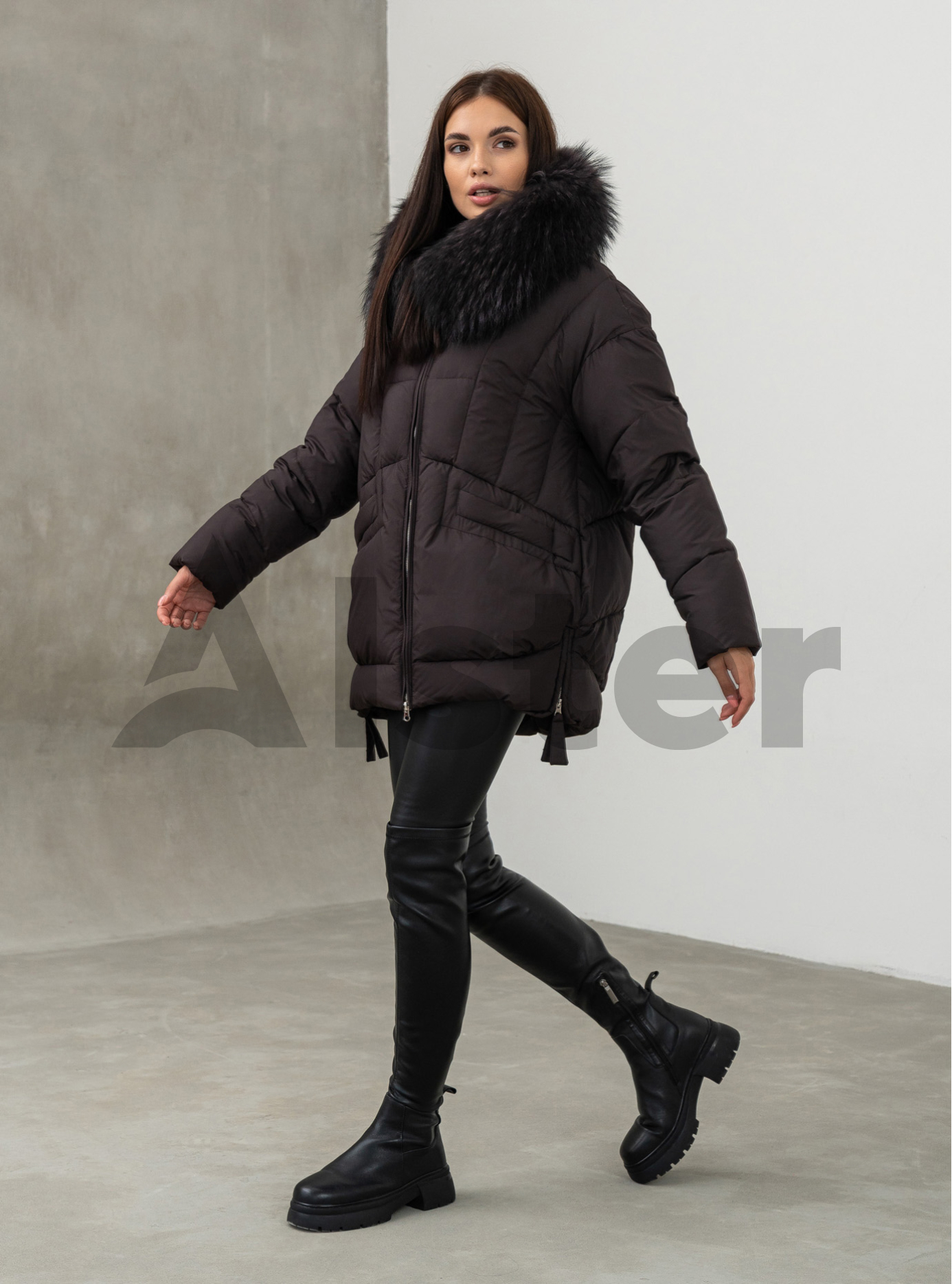 Женская зимняя куртка удлиненная Visdeer 5113 big size Ежевика 48 (25VS5113-15): фото - Alster.ua