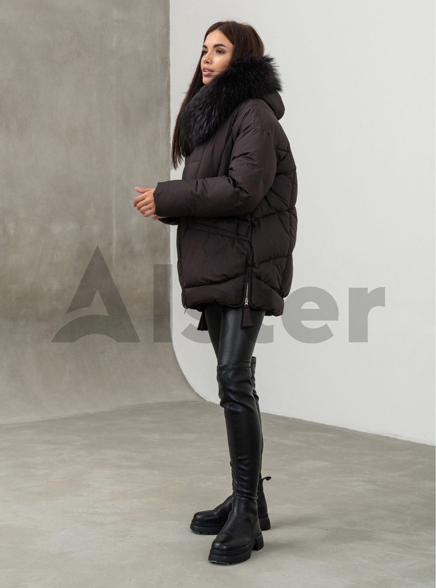 Женская зимняя куртка удлиненная Visdeer 5113 big size Ежевика 48 (25VS5113-15): фото - Alster.ua