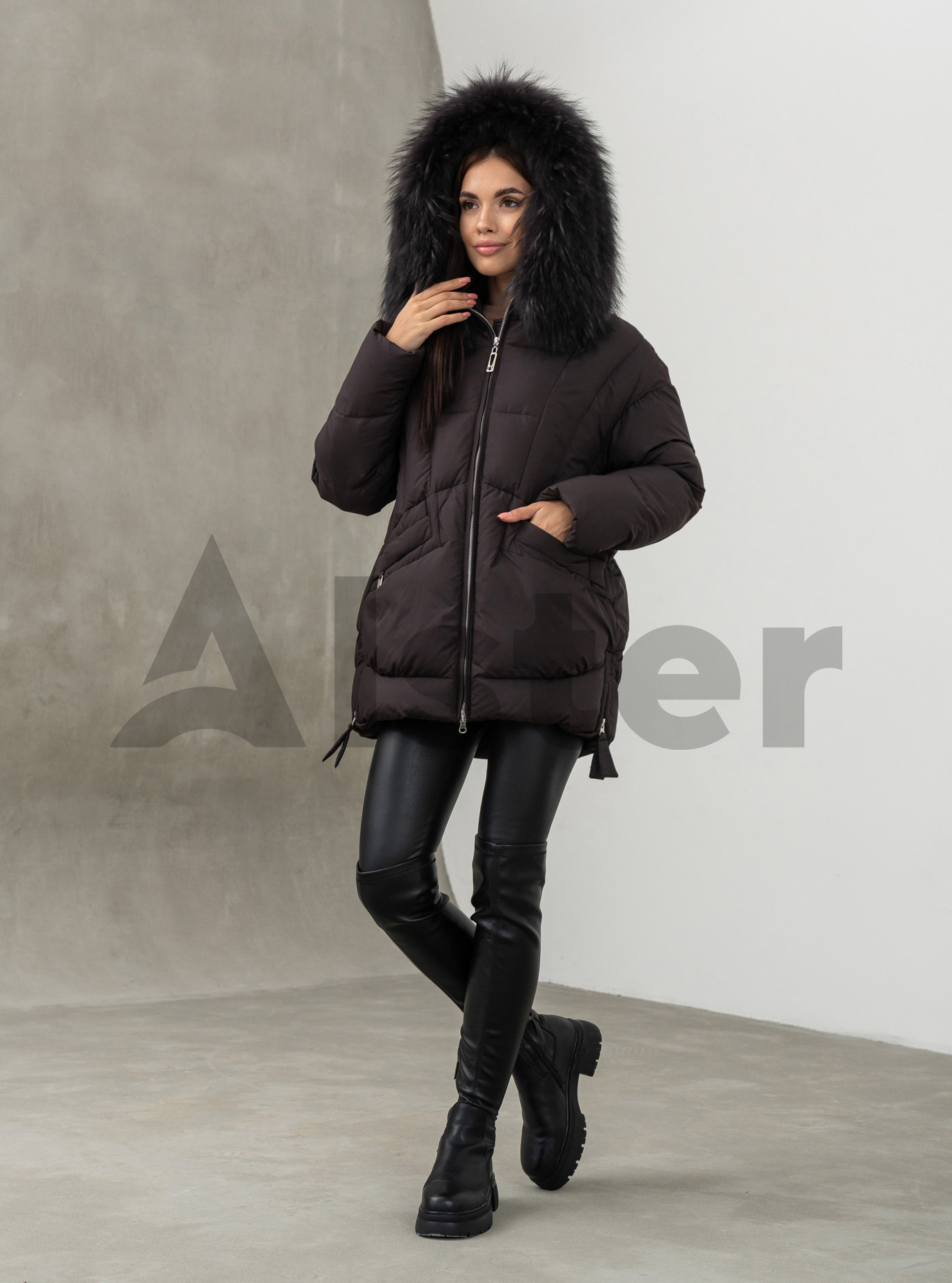 Женская зимняя куртка удлиненная Visdeer 5113 big size Ежевика 48 (25VS5113-15): фото - Alster.ua