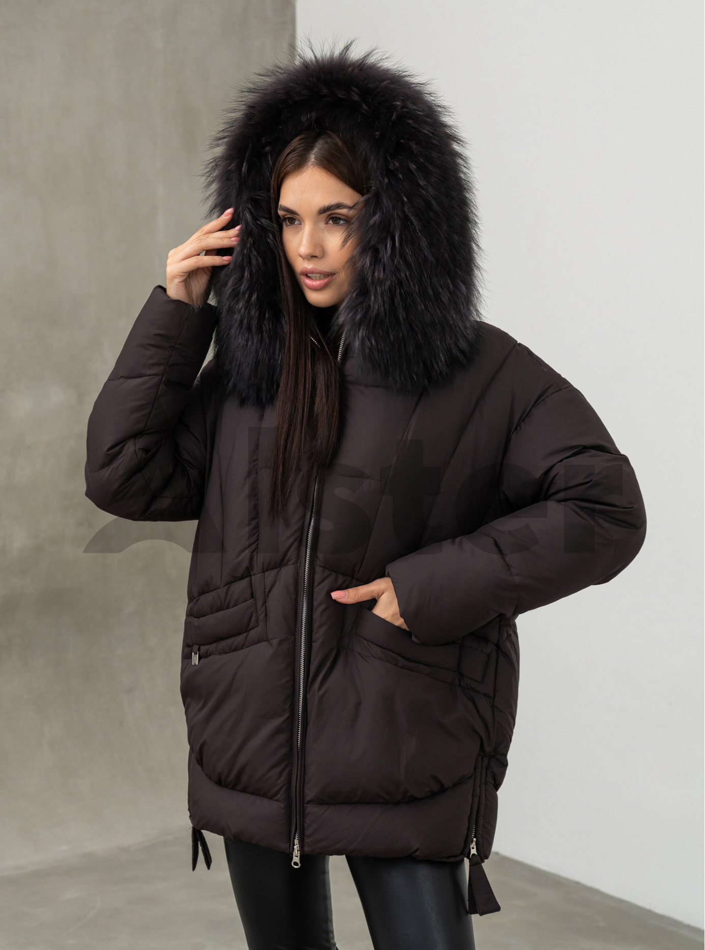 Женская зимняя куртка удлиненная Visdeer 5113 big size Ежевика 48 (25VS5113-15): фото - Alster.ua