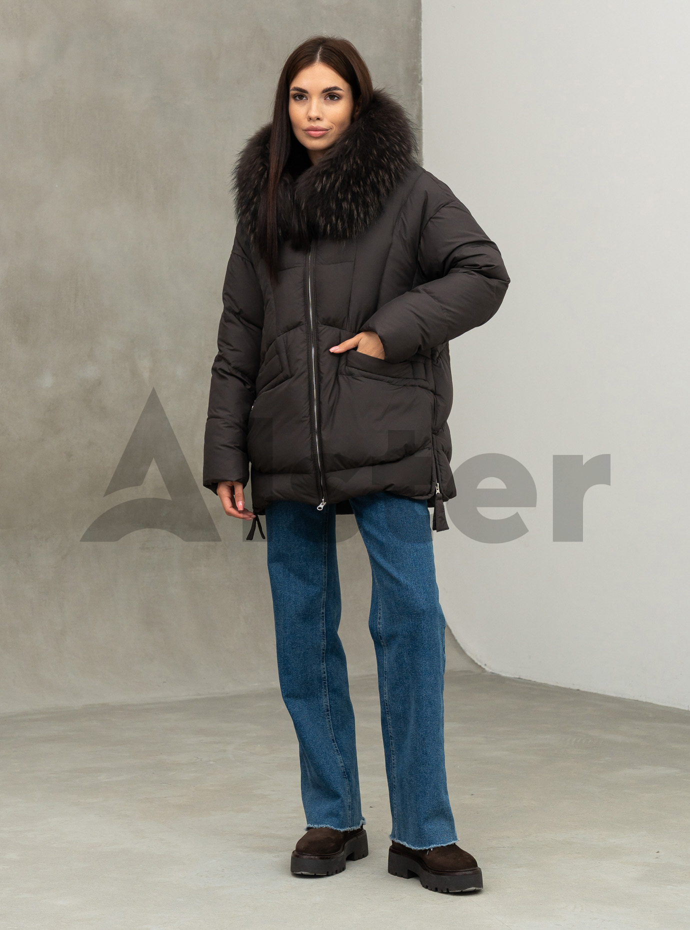 Женская зимняя куртка удлиненная Visdeer 5113 Коричневый 54 (25VS5113-30): фото - Alster.ua