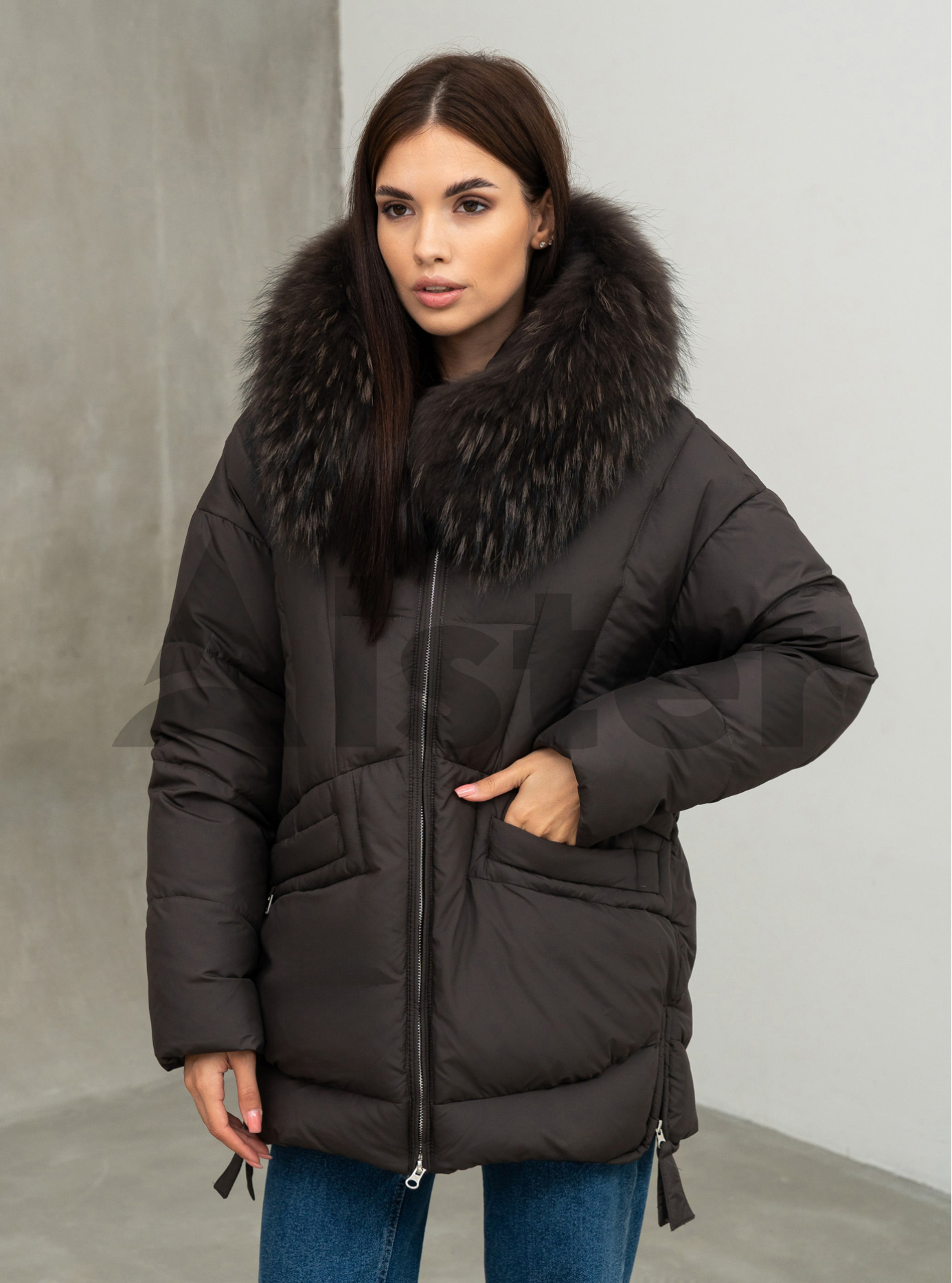 Женская зимняя куртка удлиненная Visdeer 5113 Коричневый 54 (25VS5113-30): фото - Alster.ua