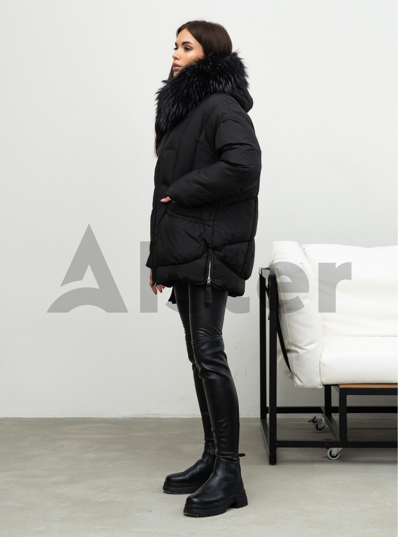 Жіноча зимова куртка видовжена Visdeer 5113 big size Чорний 54 (25VS5113-06): фото - Alster.ua