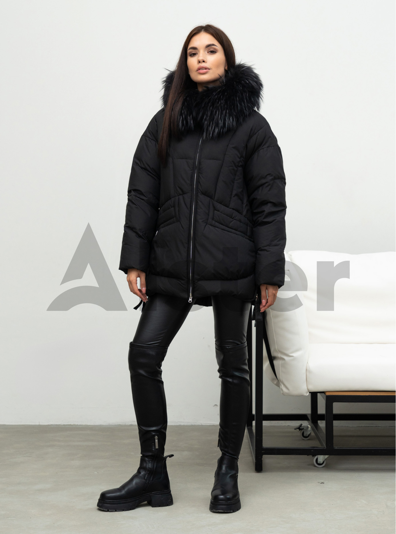 Жіноча зимова куртка видовжена Visdeer 5113 big size Чорний 54 (25VS5113-06): фото - Alster.ua