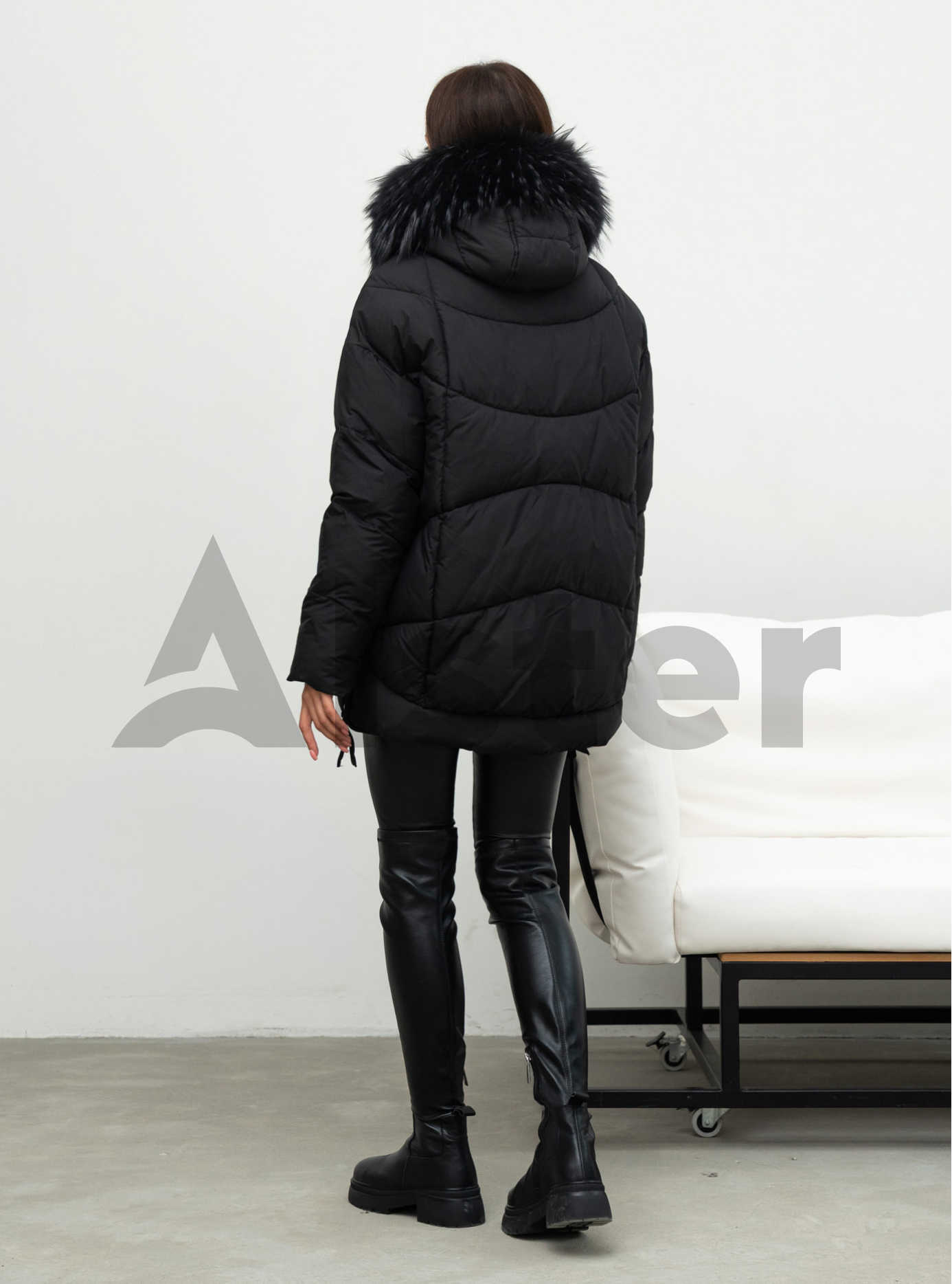 Жіноча зимова куртка видовжена Visdeer 5113 big size Чорний 54 (25VS5113-06): фото - Alster.ua