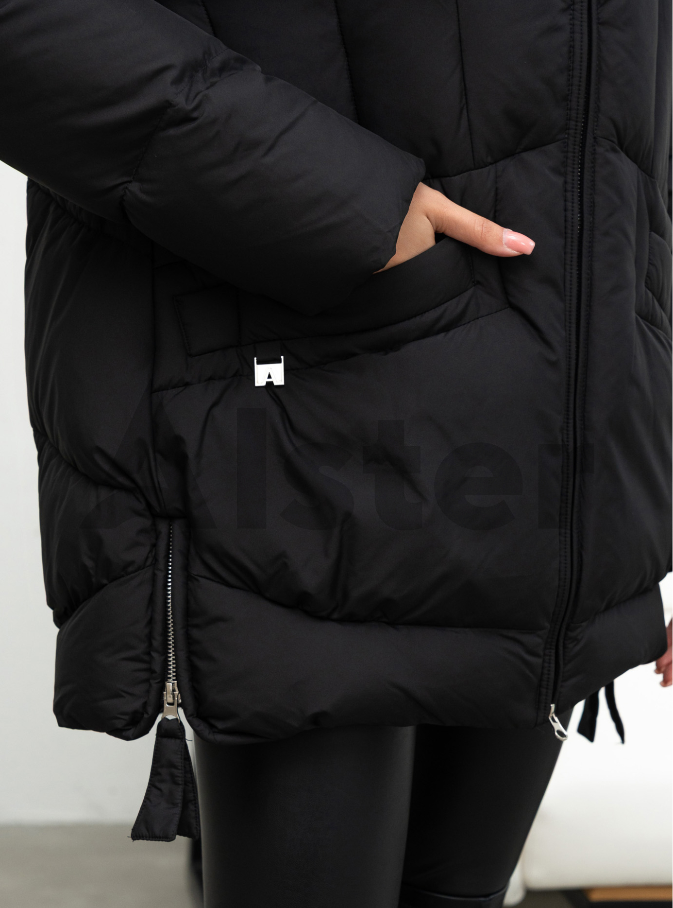 Жіноча зимова куртка видовжена Visdeer 5113 big size Чорний 54 (25VS5113-06): фото - Alster.ua