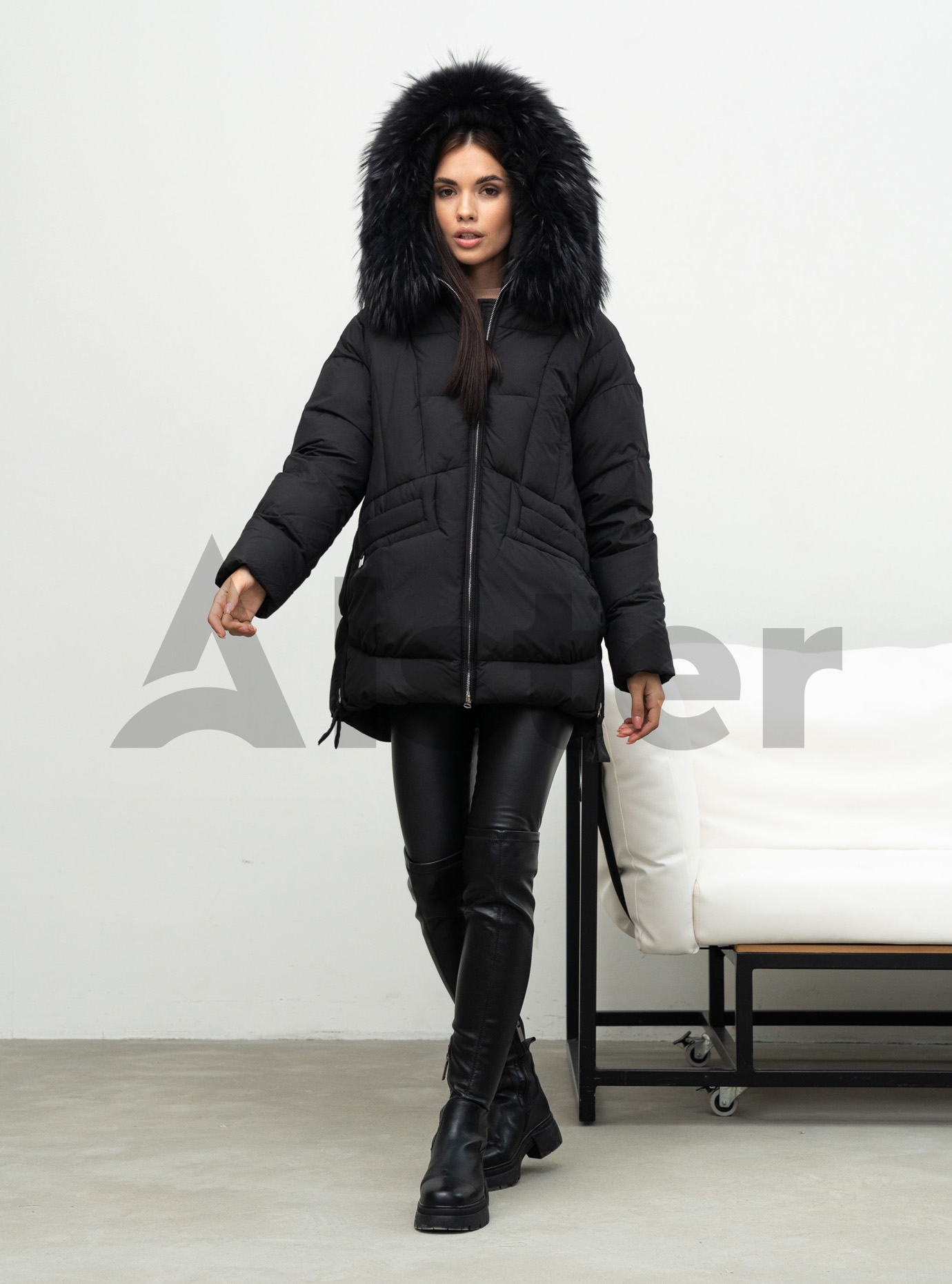 Жіноча зимова куртка видовжена Visdeer 5113 big size Чорний 54 (25VS5113-06): фото - Alster.ua