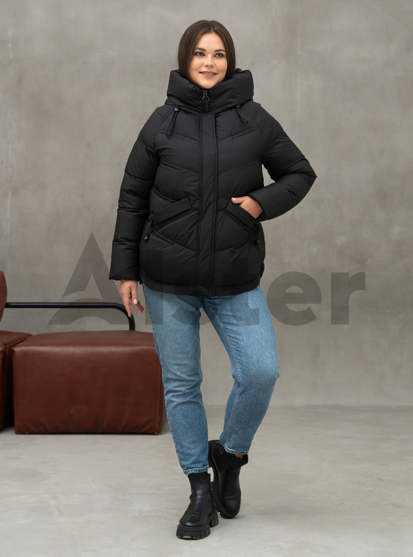 Женская зимняя куртка удлиненная Visdeer 552 big size Чёрный 50 (25VS552-03): фото - Alster.ua