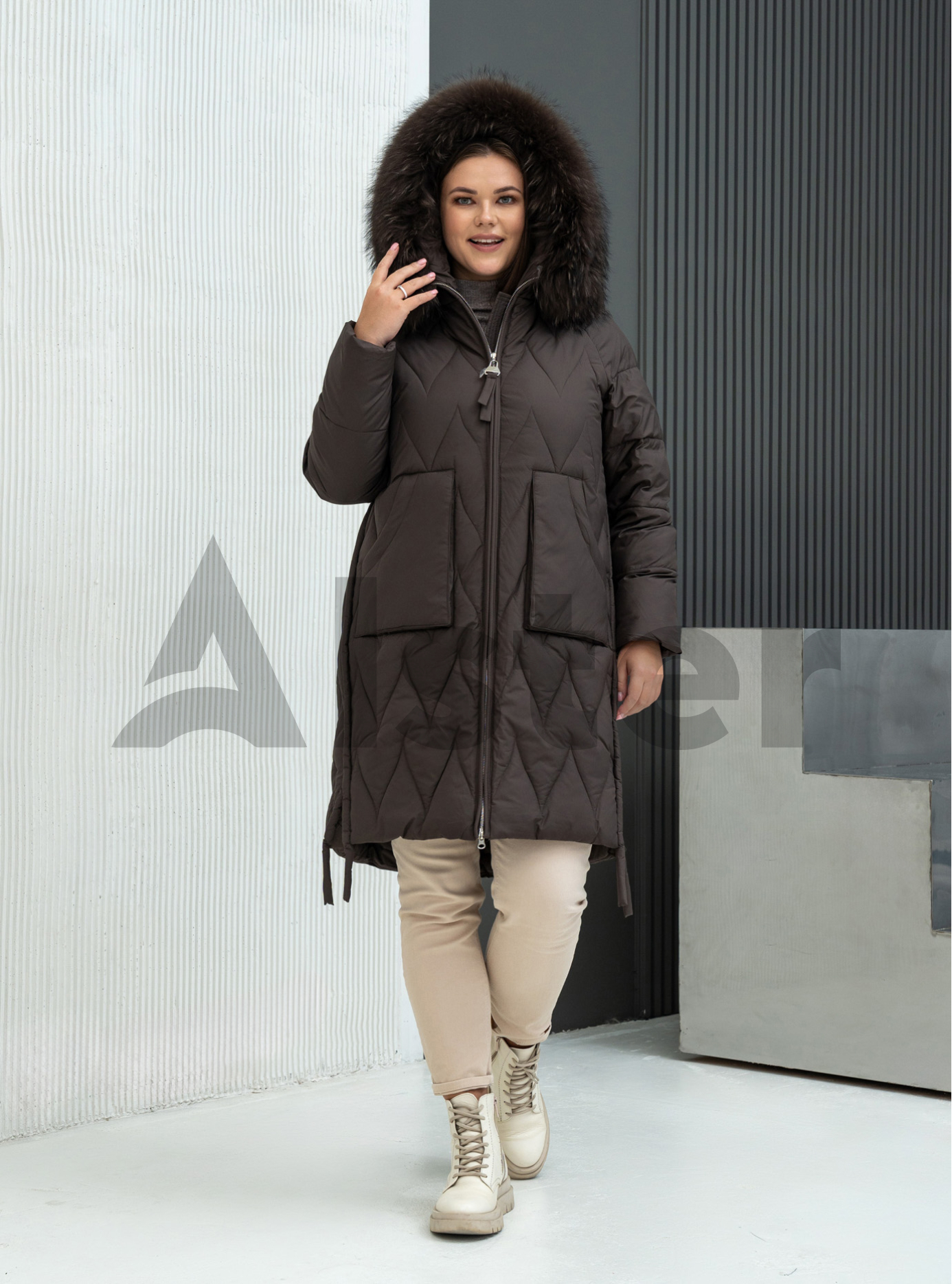 Длинное зимнее пальто Visdeer 568 big size Шоколадный 46 (25VS568-06): фото - Alster.ua Длинное зимнее пальто Visdeer 568 big size Шоколадный 46 (25VS568-06): фото - Alster.ua