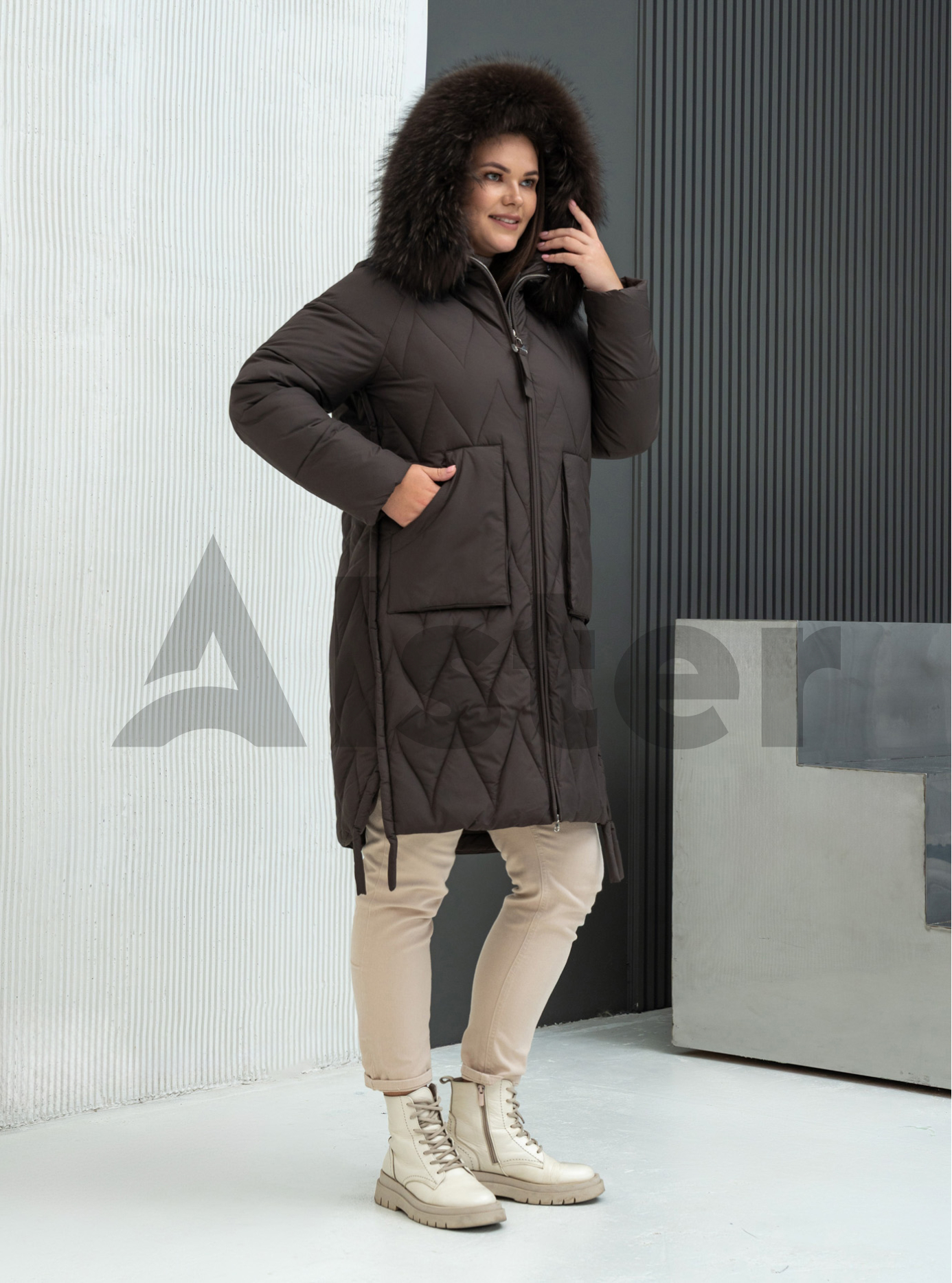 Длинное зимнее пальто Visdeer 568 big size Шоколадный 46 (25VS568-06): фото - Alster.ua Длинное зимнее пальто Visdeer 568 big size Шоколадный 46 (25VS568-06): фото - Alster.ua