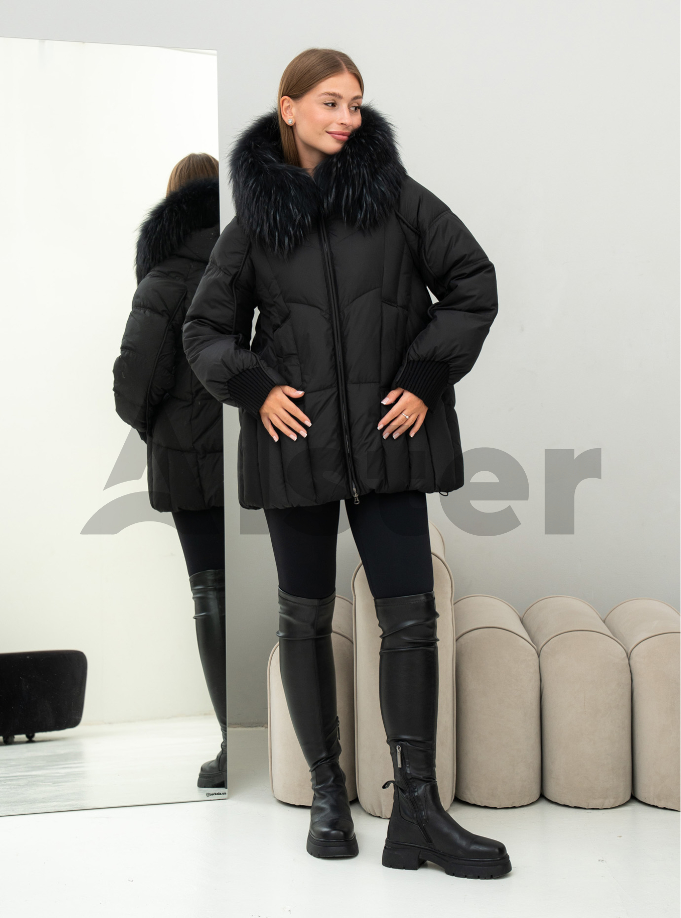 Женская зимняя куртка удлиненная Visdeer 569 big size Чёрный 48 (25VS569-02): фото - Alster.ua