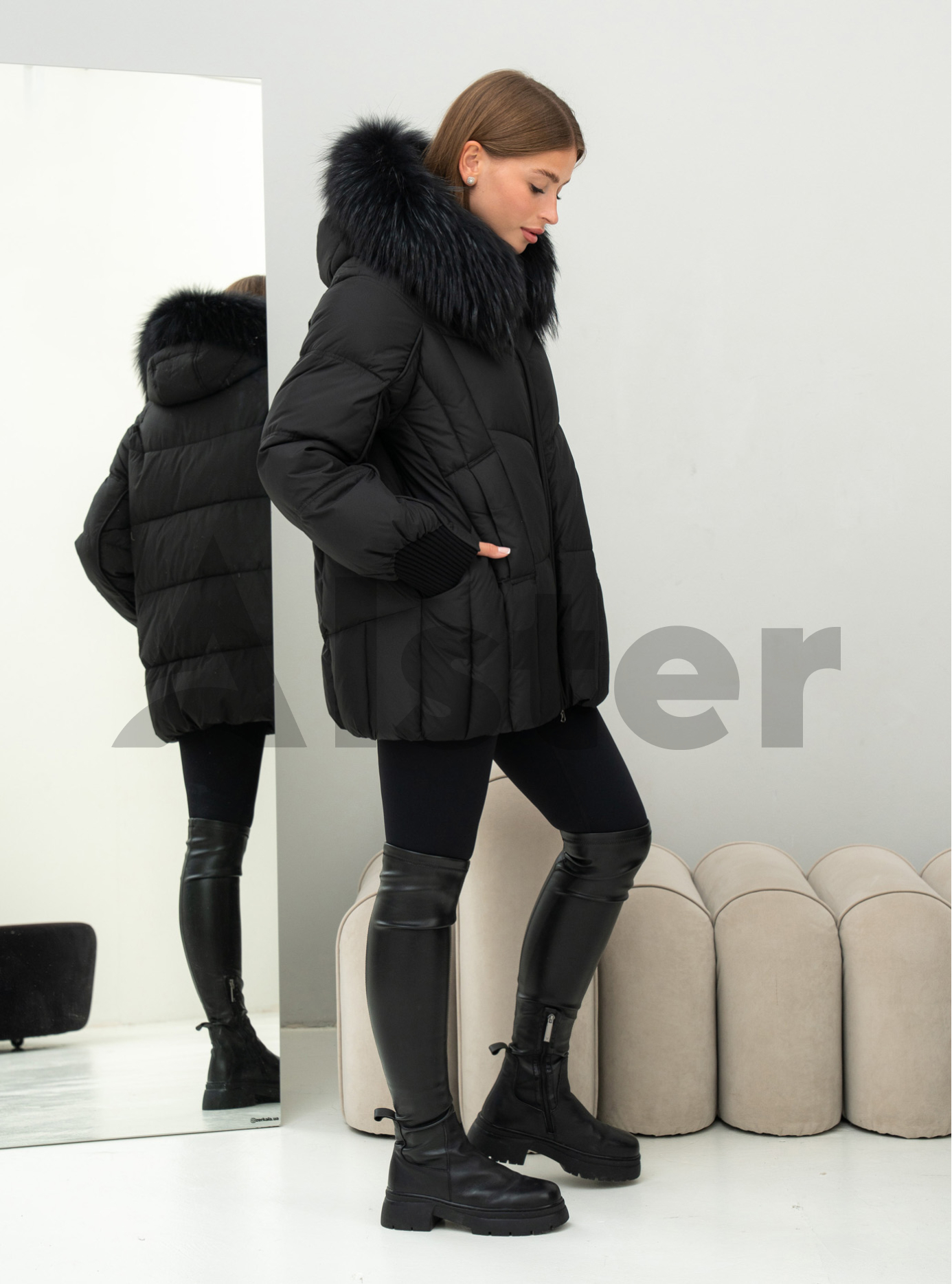 Женская зимняя куртка удлиненная Visdeer 569 big size Чёрный 48 (25VS569-02): фото - Alster.ua