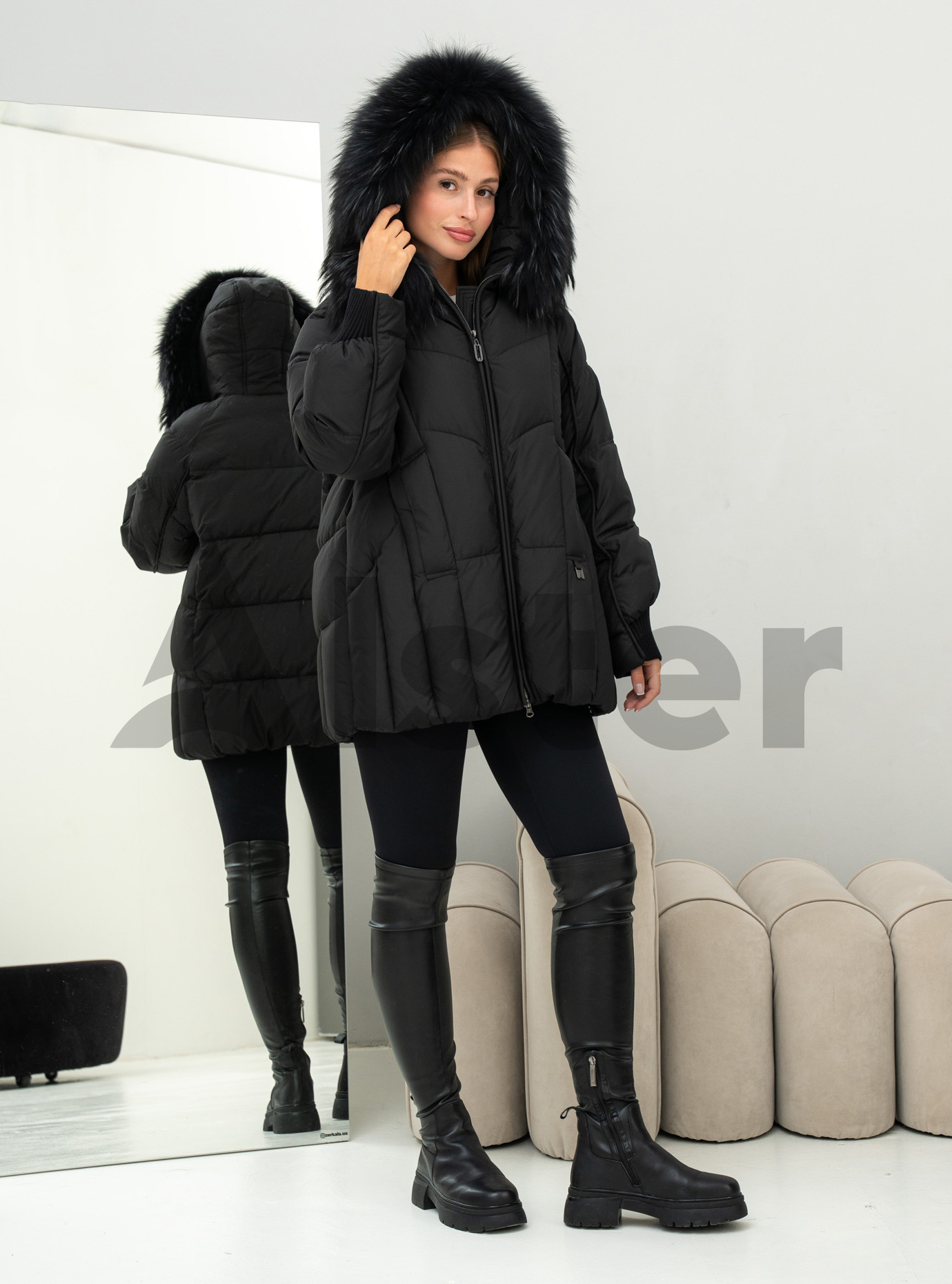 Женская зимняя куртка удлиненная Visdeer 569 big size Чёрный 48 (25VS569-02): фото - Alster.ua