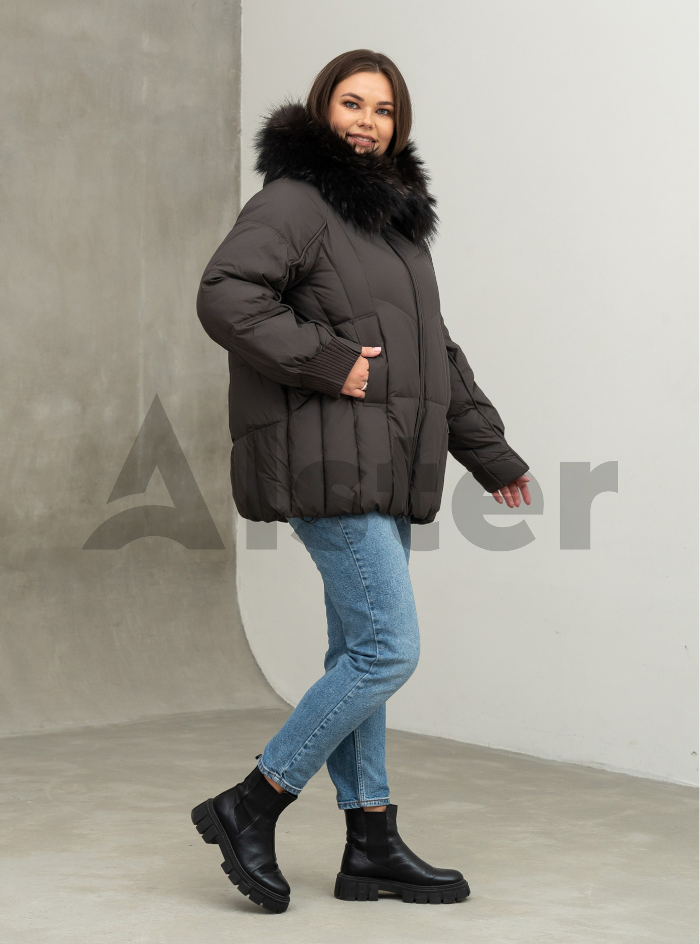 Жіноча зимова куртка видовжена Visdeer 569 big size Графітовий 46 (25VS569-06): фото - Alster.ua