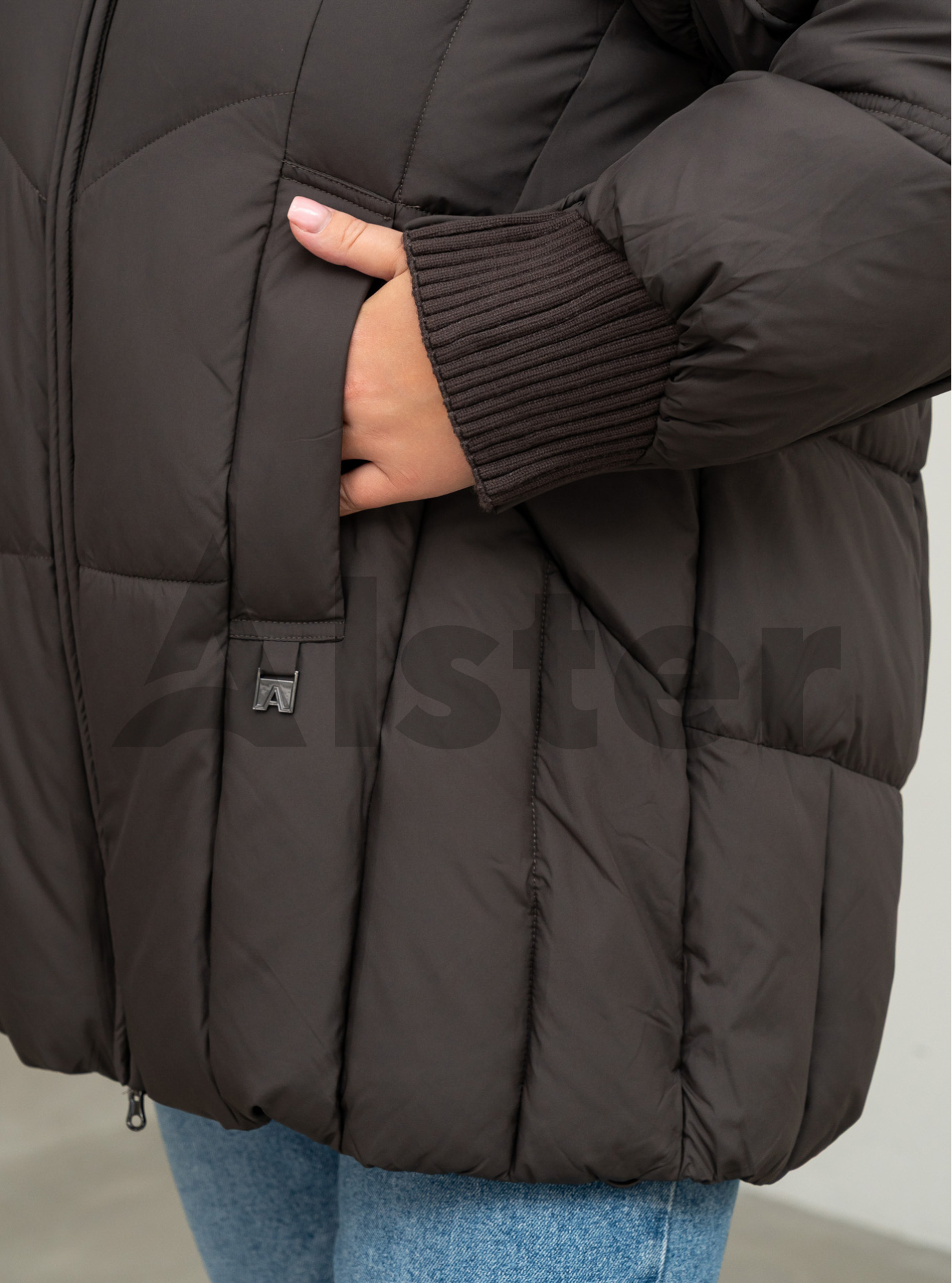 Жіноча зимова куртка видовжена Visdeer 569 big size Графітовий 46 (25VS569-06): фото - Alster.ua