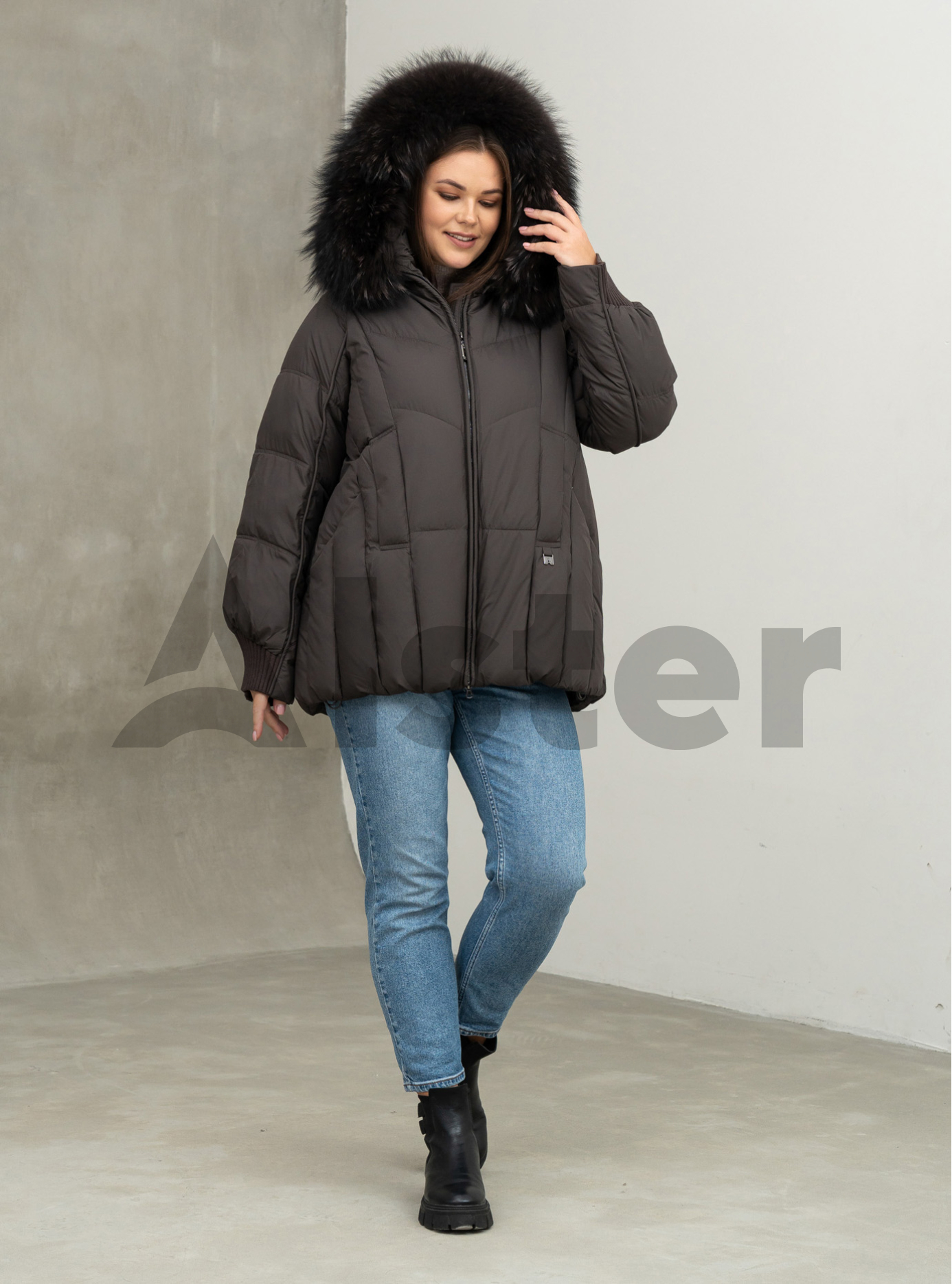 Жіноча зимова куртка видовжена Visdeer 569 big size Графітовий 46 (25VS569-06): фото - Alster.ua
