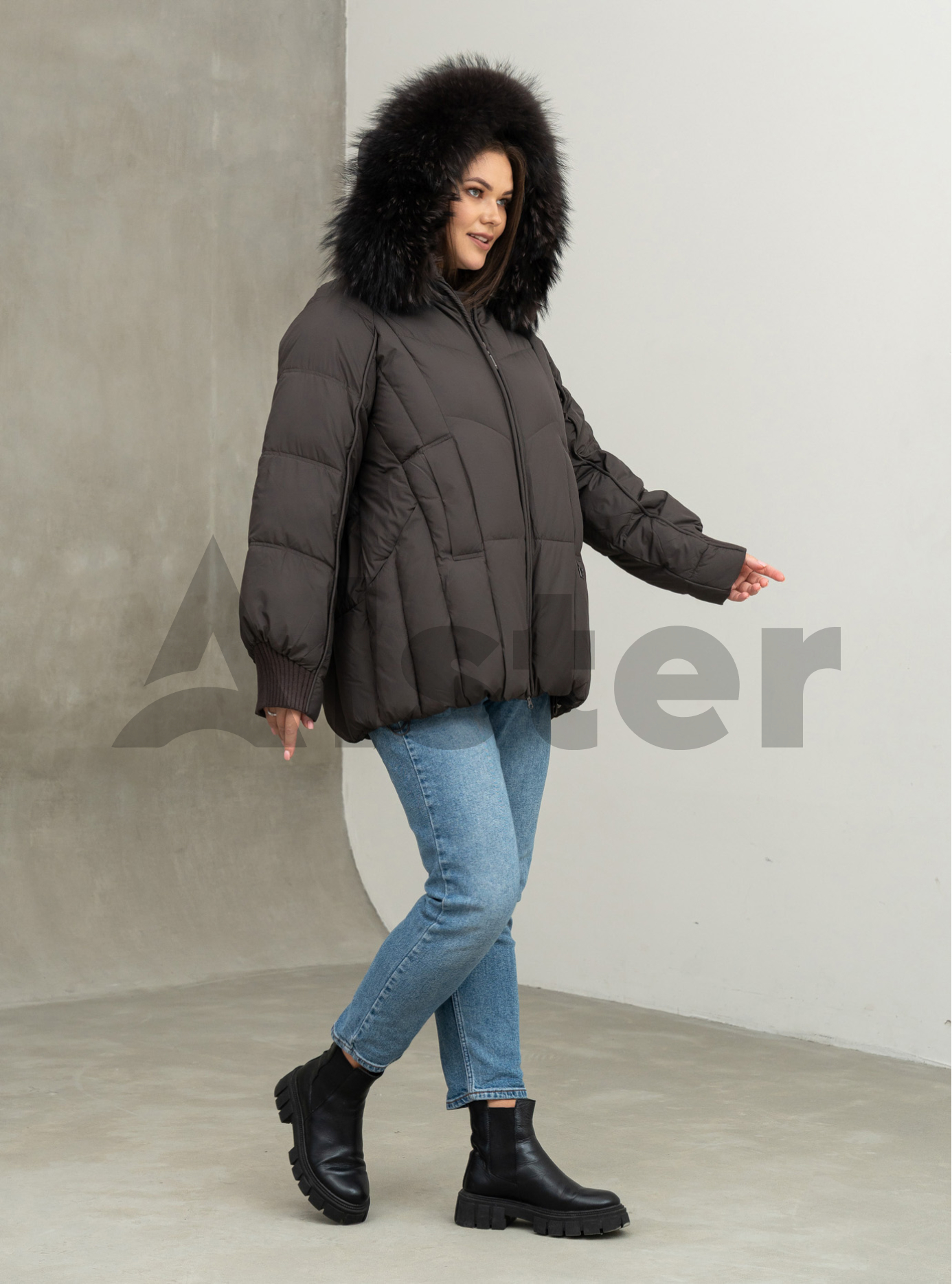 Жіноча зимова куртка видовжена Visdeer 569 big size Графітовий 46 (25VS569-06): фото - Alster.ua