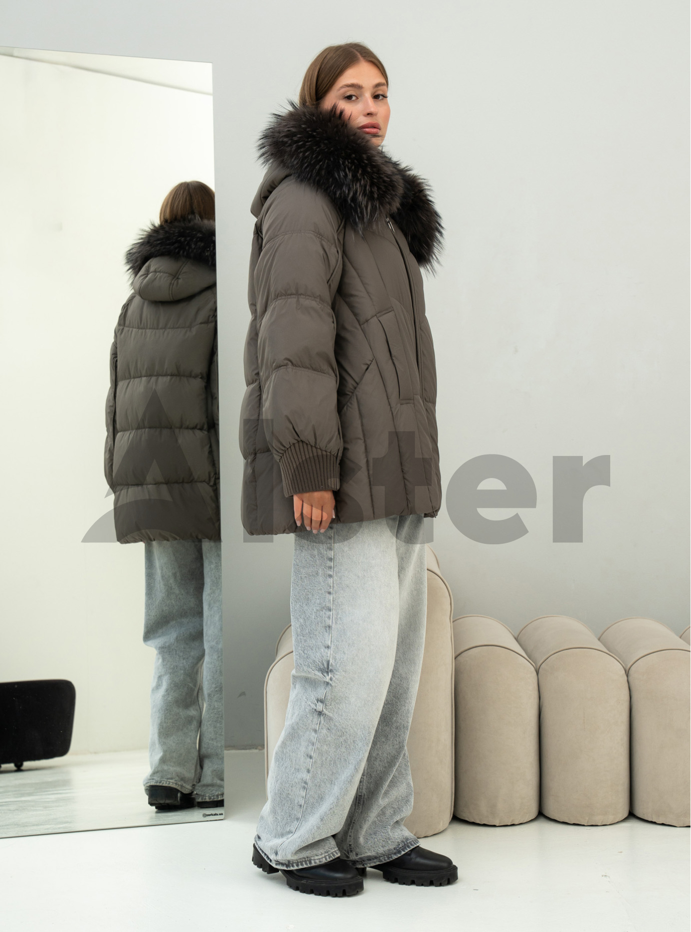 Жіноча зимова куртка видовжена Visdeer 569 big size Бронзовий 46 (25VS569-11): фото - Alster.ua