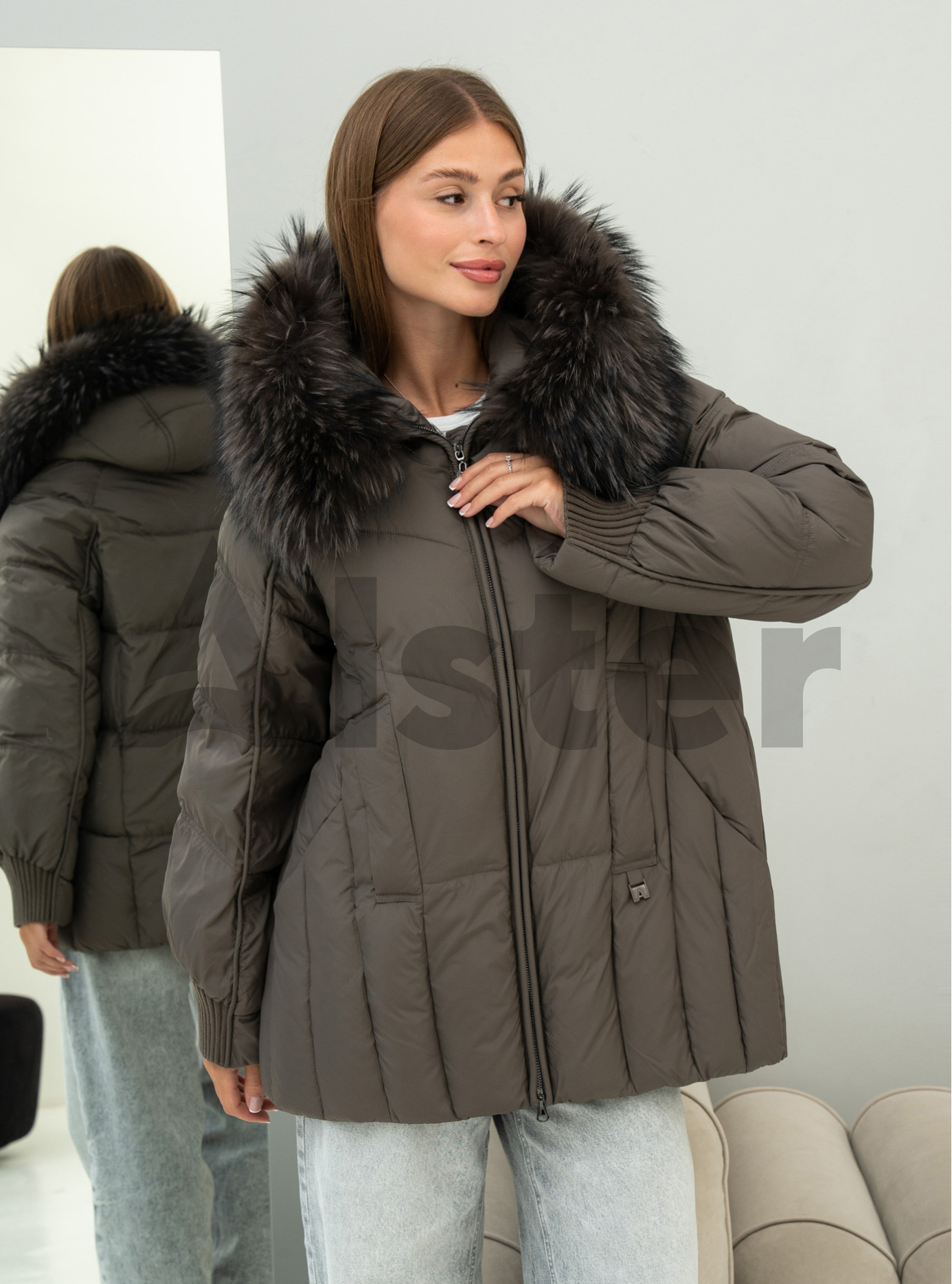 Жіноча зимова куртка видовжена Visdeer 569 big size Бронзовий 46 (25VS569-11): фото - Alster.ua