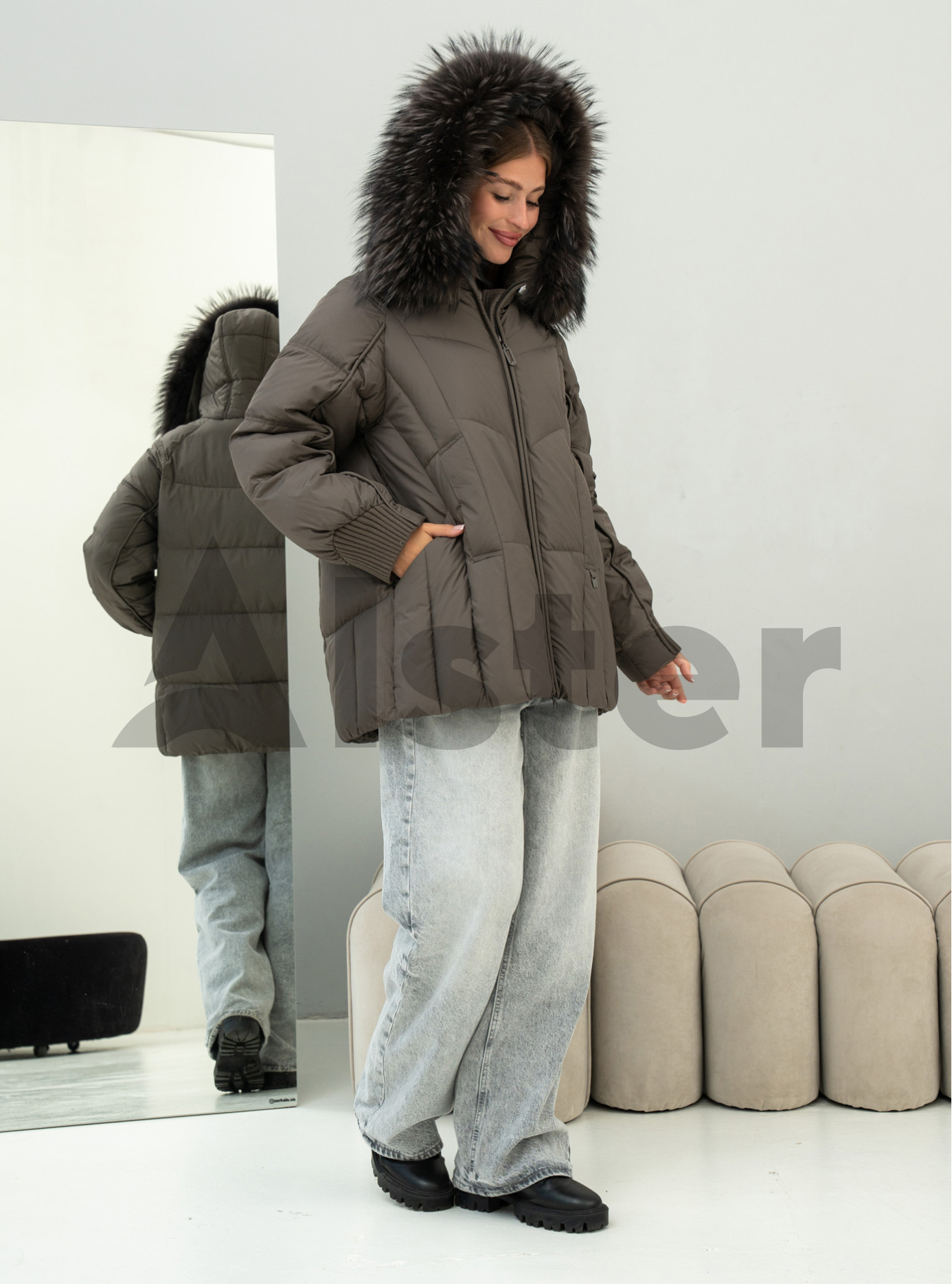 Жіноча зимова куртка видовжена Visdeer 569 big size Бронзовий 46 (25VS569-11): фото - Alster.ua