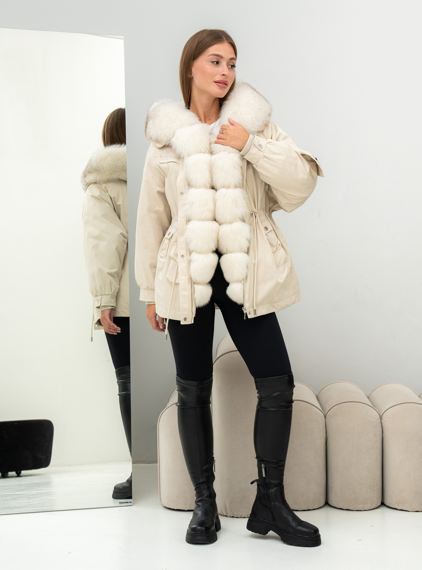 Жіноча зимова парка Vivilona 5648 Перловий L (25VIV5648-03): фото - Alster.ua