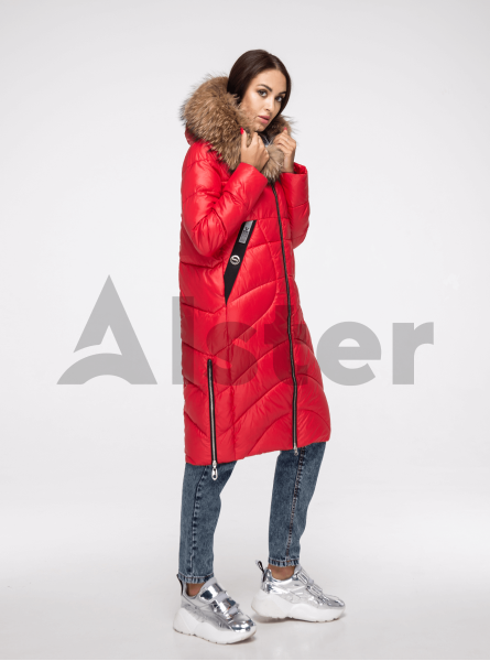 Куртка зимняя длинная с мехом енота