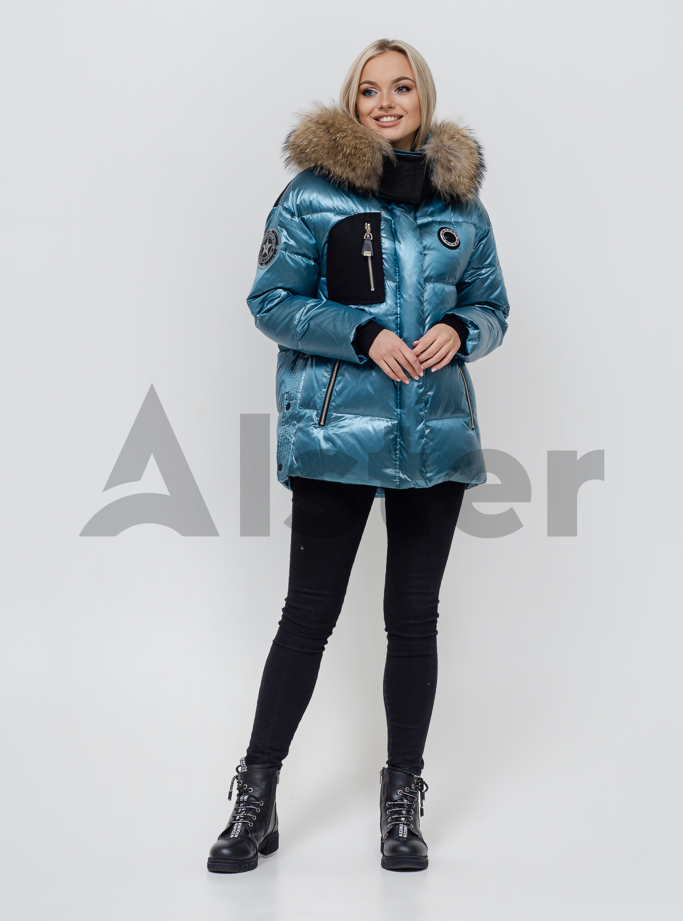 Пуховик зимний короткий с мехом Фиолетовый XL (02-N200132): фото - Alster.ua