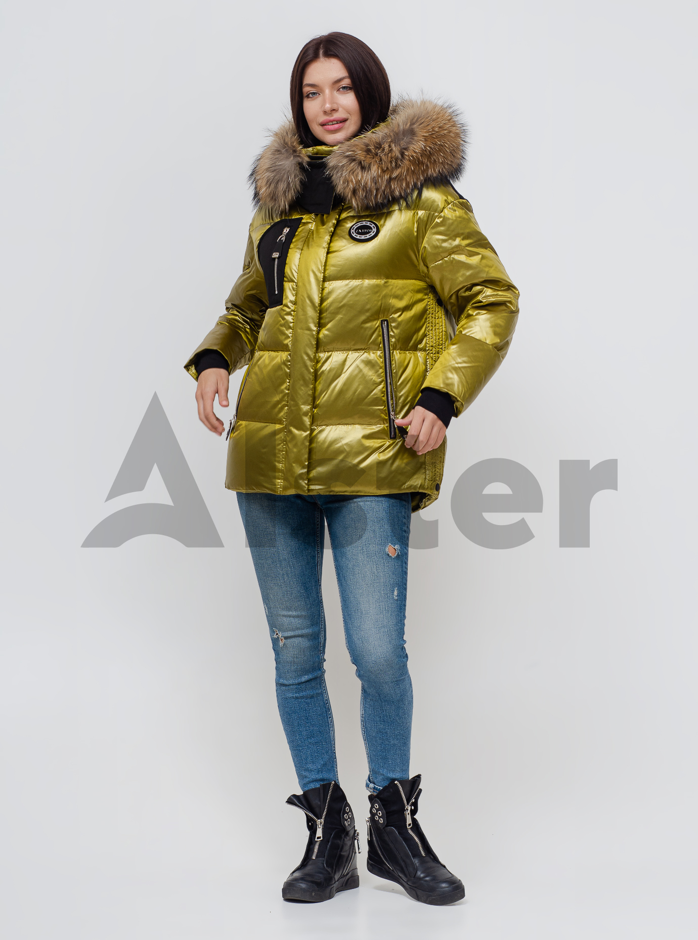 Пуховик зимний короткий с мехом Коричневый XL (02-210149): фото - Alster.ua