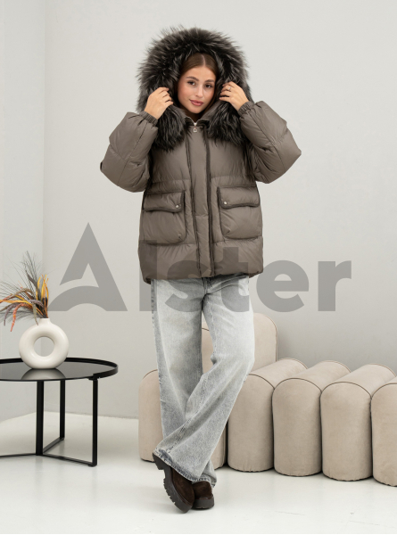 Пуховик средней длины с мехом енота Vo-Tarun 839