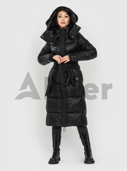 Длинный пуховик с брелоком YIMOSIS