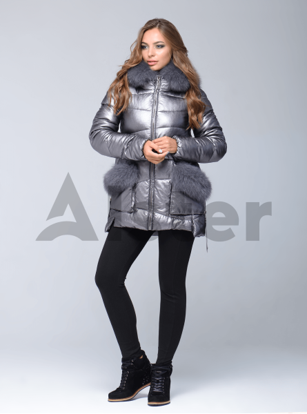 Куртка зимняя короткая с мехом песца