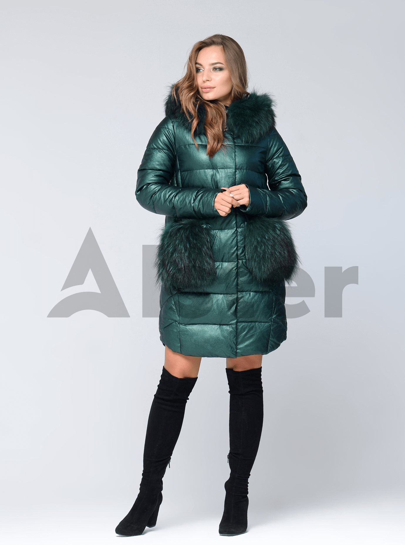 Куртка зимняя длинная с меховой отделкой из песца Зелёный S (05-ZL2586): фото - Alster.ua Куртка зимняя длинная с меховой отделкой из песца Зелёный S (05-ZL2586): фото - Alster.ua