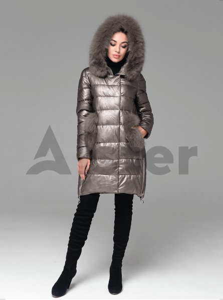 Куртка зимняя стеганая с мехом песца Куртка зимняя стеганая с мехом песца