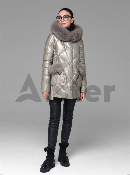 Куртка средней длины с мехом песца Куртка средней длины с мехом песца