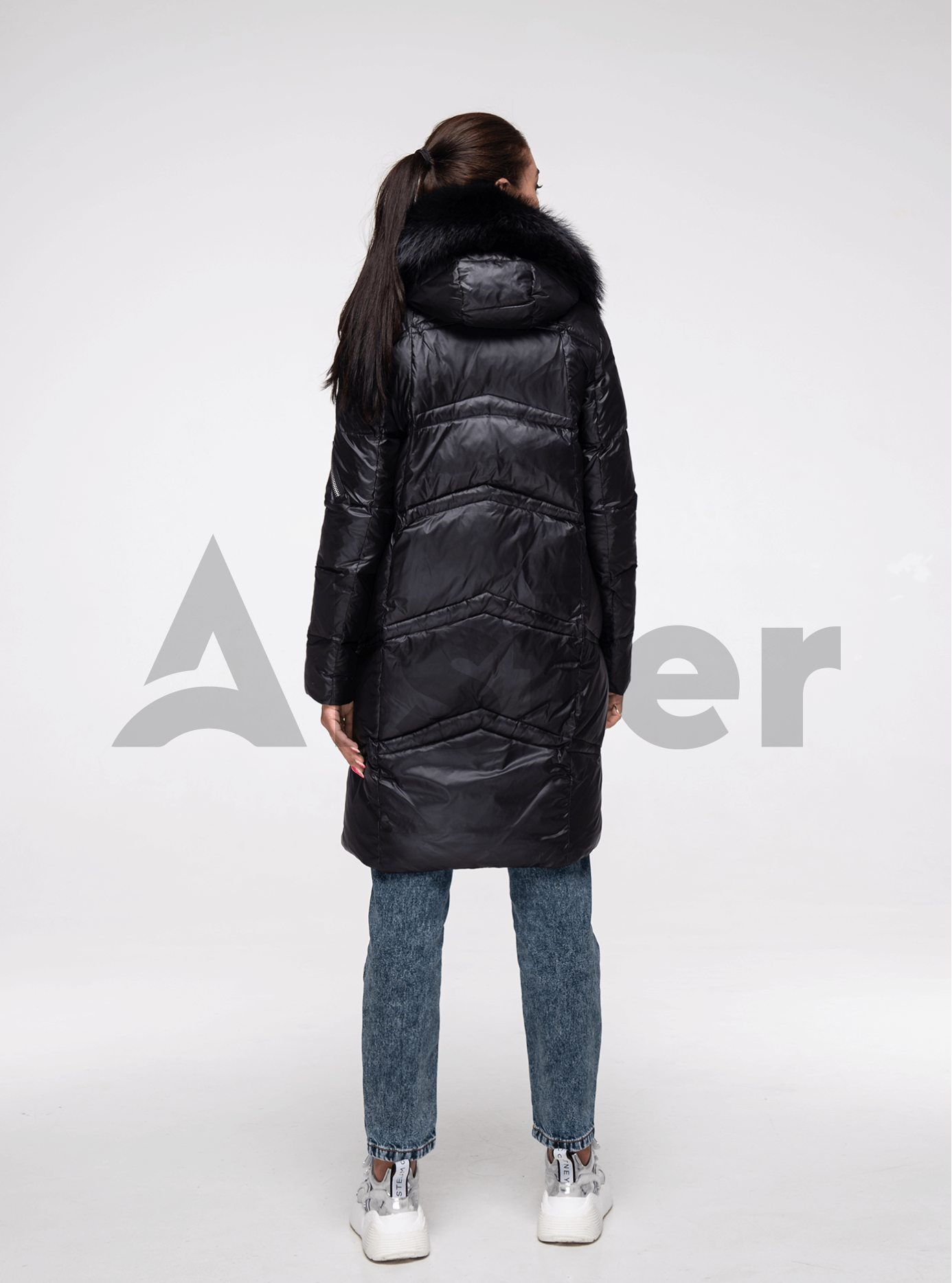 Куртка зимняя длинная с мехом енота на капюшоне Чёрный 2XL (05-ZL1940): фото - Alster.ua