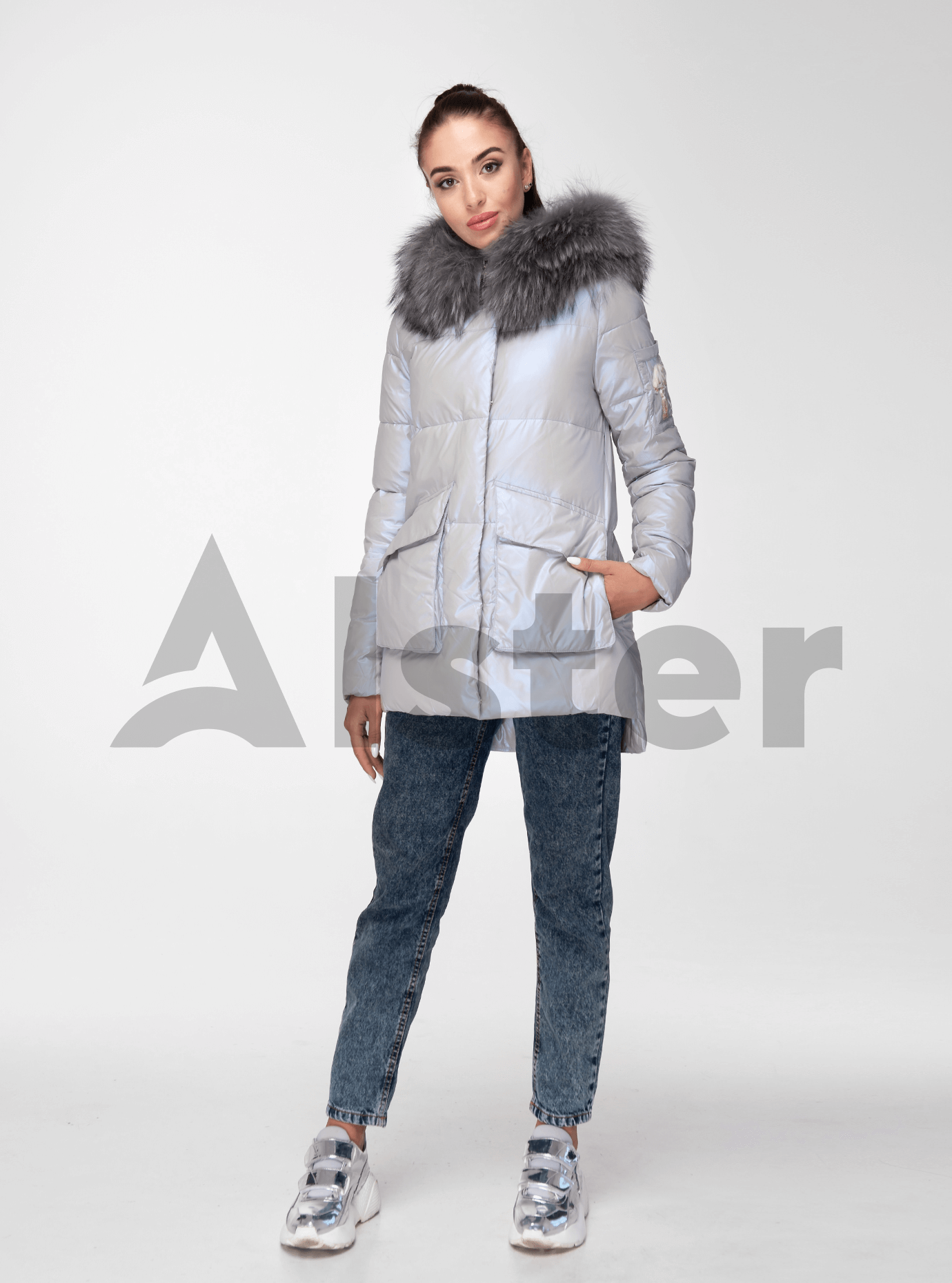 Куртка зимняя с отделкой из меха енота Светло-голубой 2XL (05-ZL1971): фото - Alster.ua