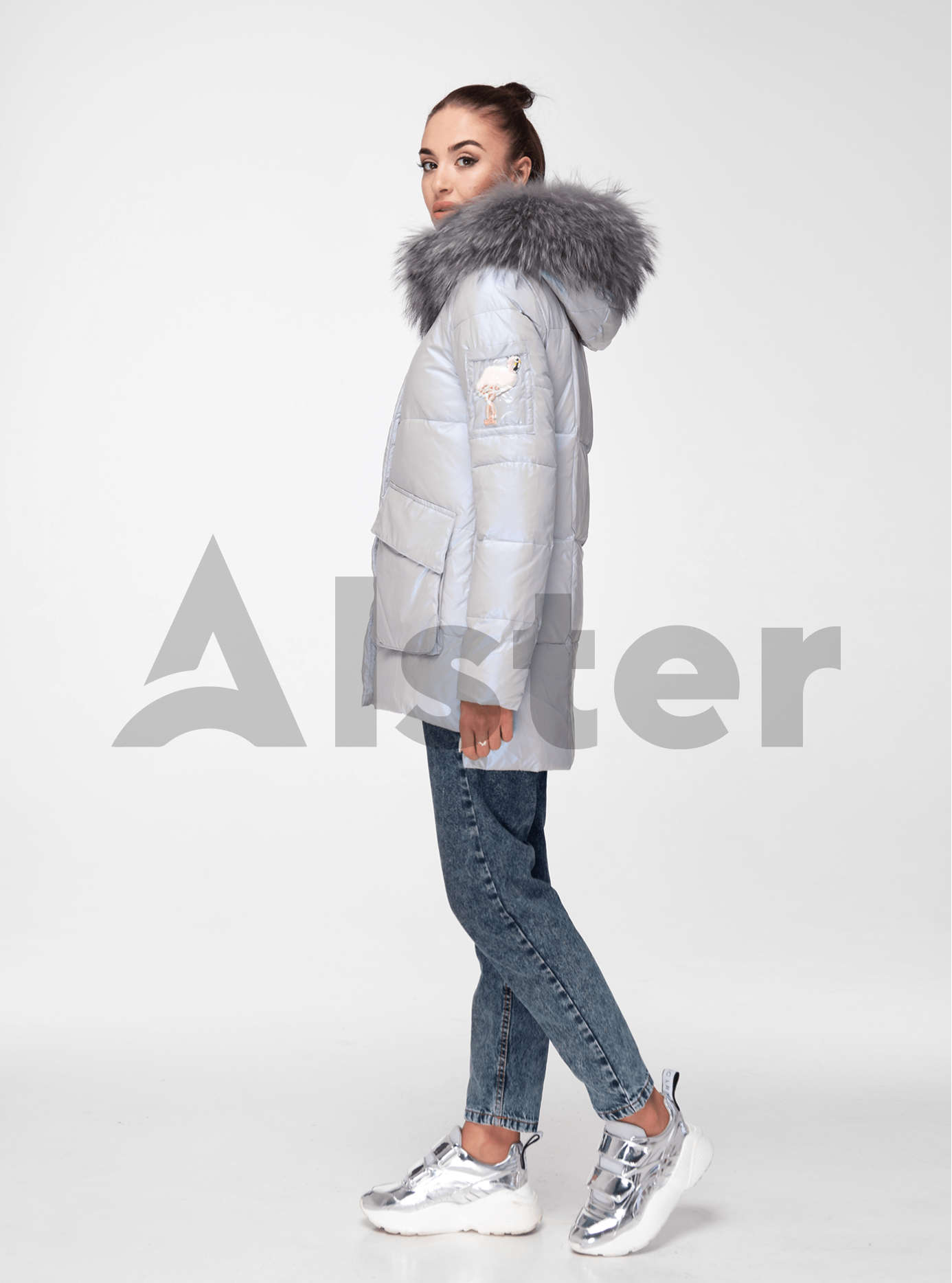 Куртка зимняя с отделкой из меха енота Светло-голубой 2XL (05-ZL1971): фото - Alster.ua