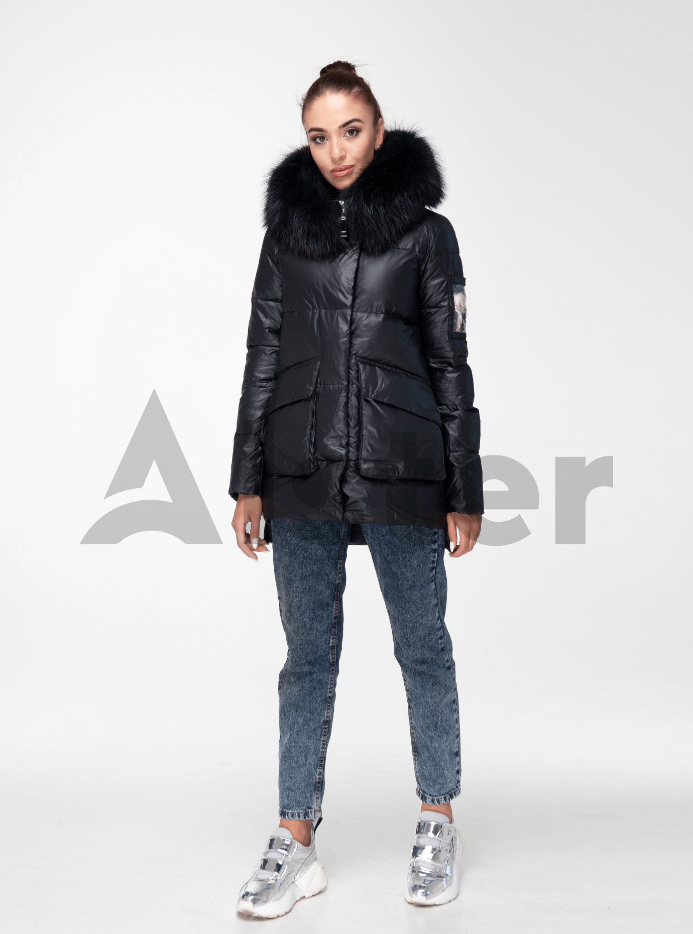 Куртка зимняя с отделкой из меха енота Чёрный 2XL (05-ZL1962): фото - Alster.ua