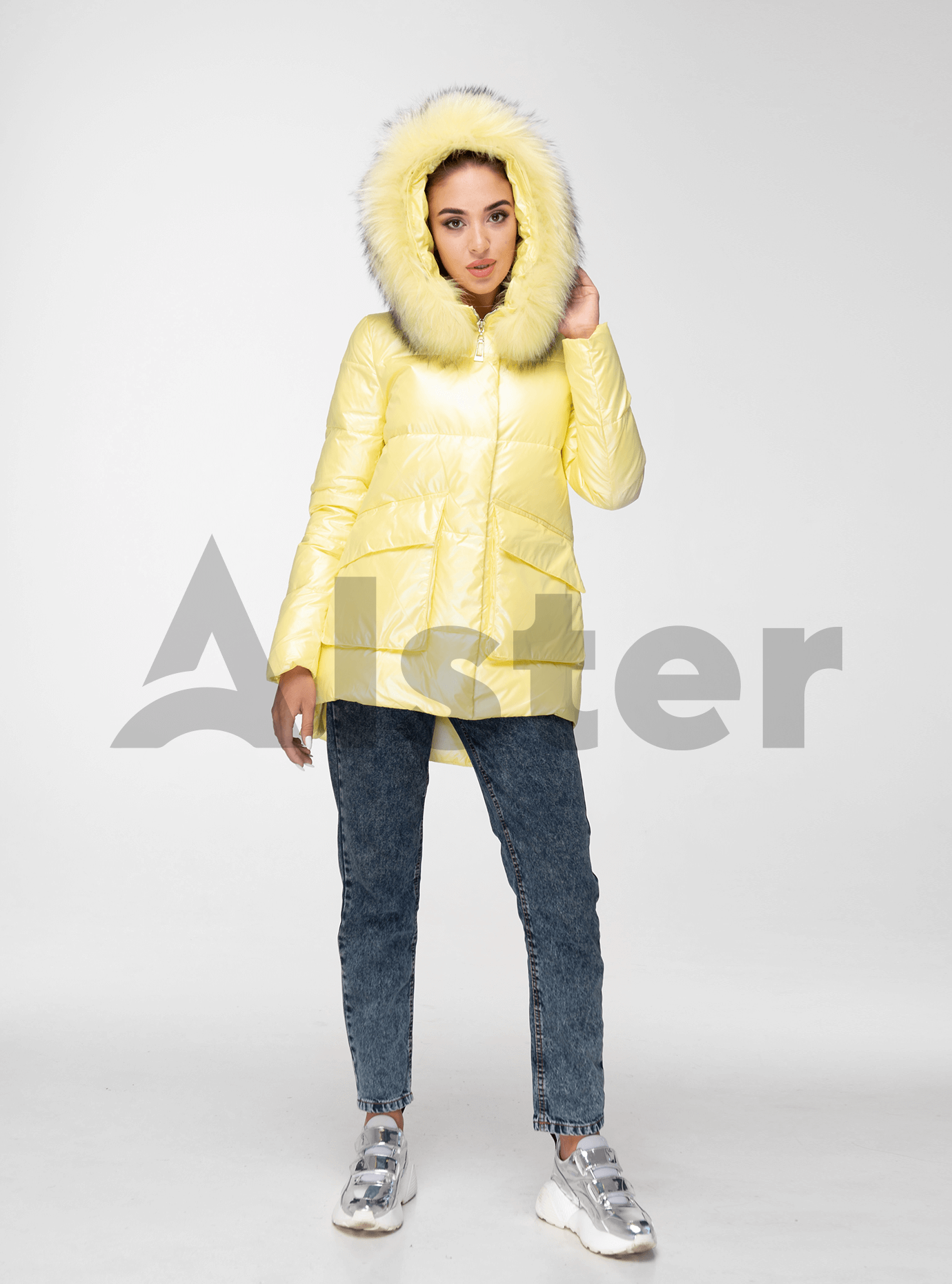 Куртка зимняя с отделкой из меха енота Жёлтый 2XL (05-ZL1966): фото - Alster.ua
